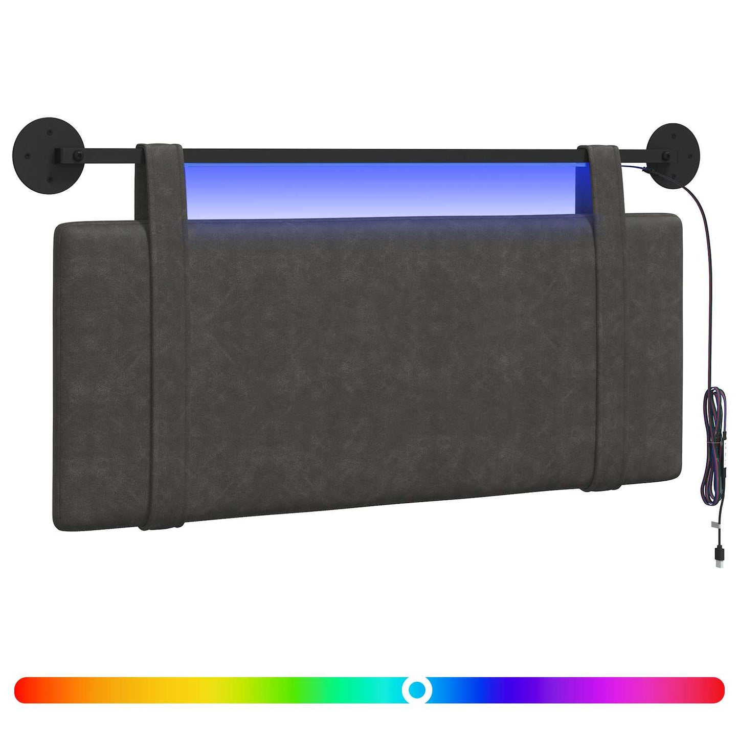 Hangend hoofdbord Met LED-verlichting Zwart Antiek PU is nu te koop bij PeponiXL, paradijselijk wonen!