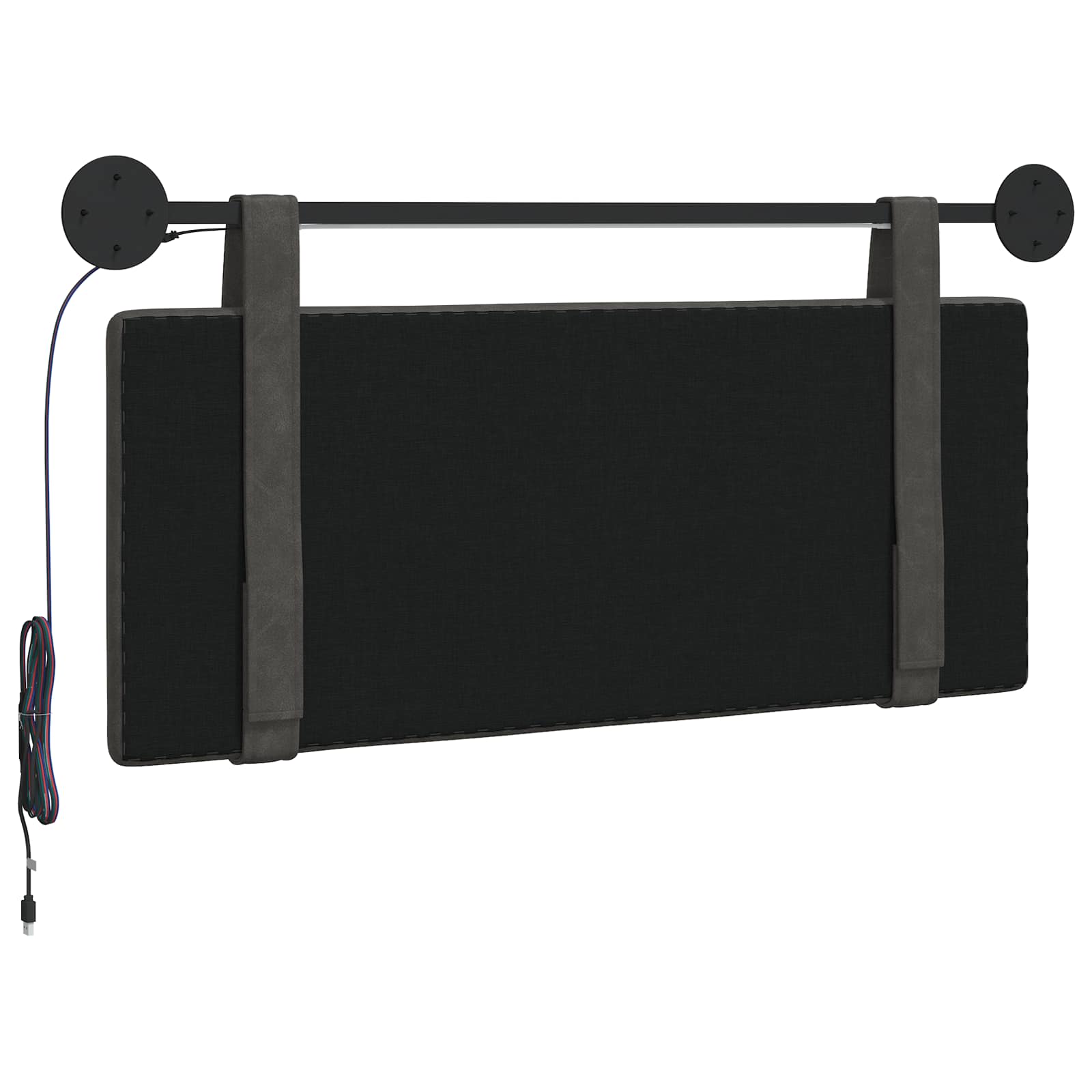 Hangend hoofdbord Met LED-verlichting Zwart Antiek PU is nu te koop bij PeponiXL, paradijselijk wonen!