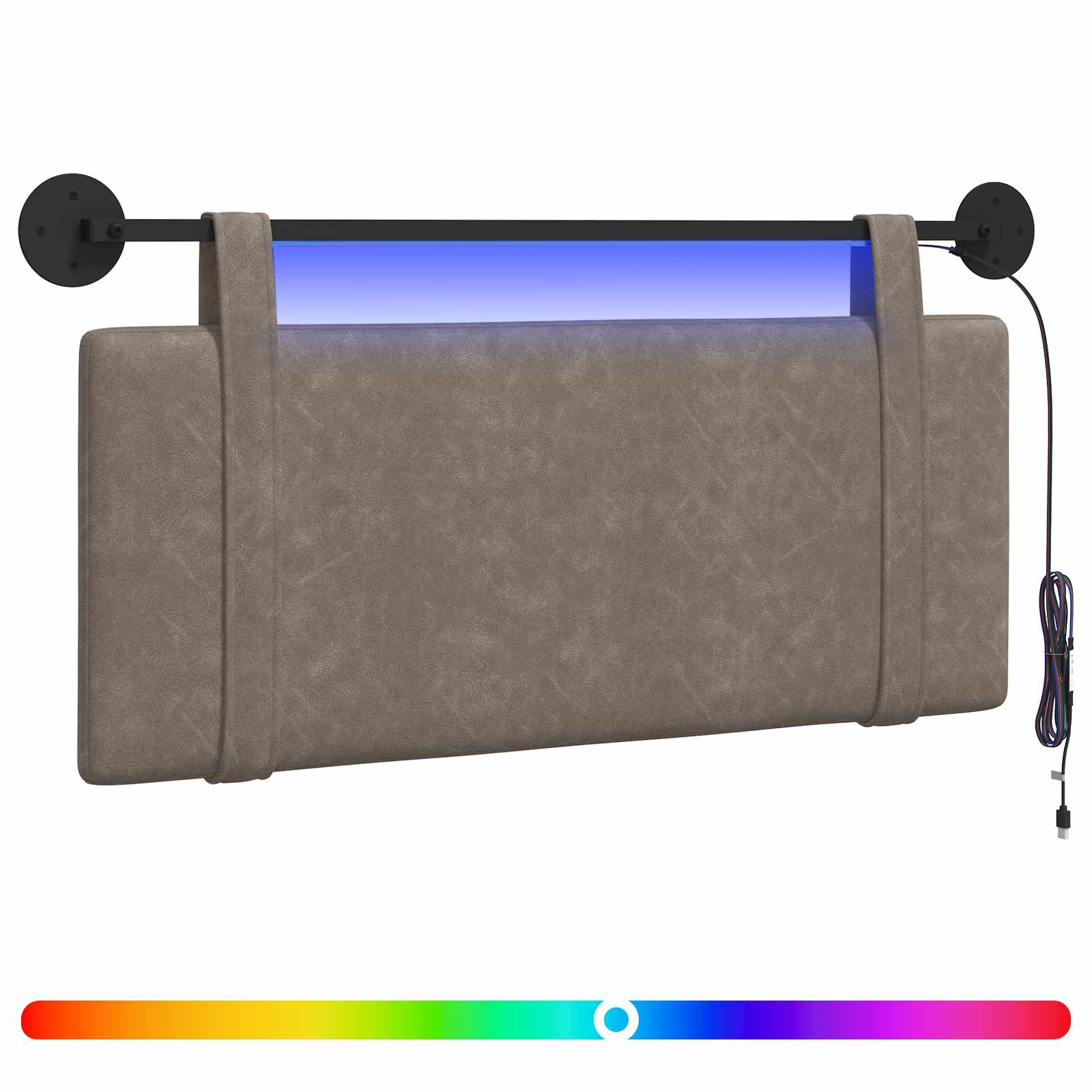 Hangend hoofdbord Met LED-verlichting Grijs Antiek PU is nu te koop bij PeponiXL, paradijselijk wonen!