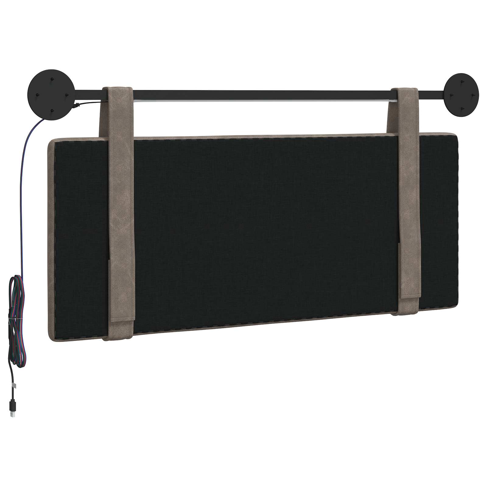 Hangend hoofdbord Met LED-verlichting Grijs Antiek PU is nu te koop bij PeponiXL, paradijselijk wonen!