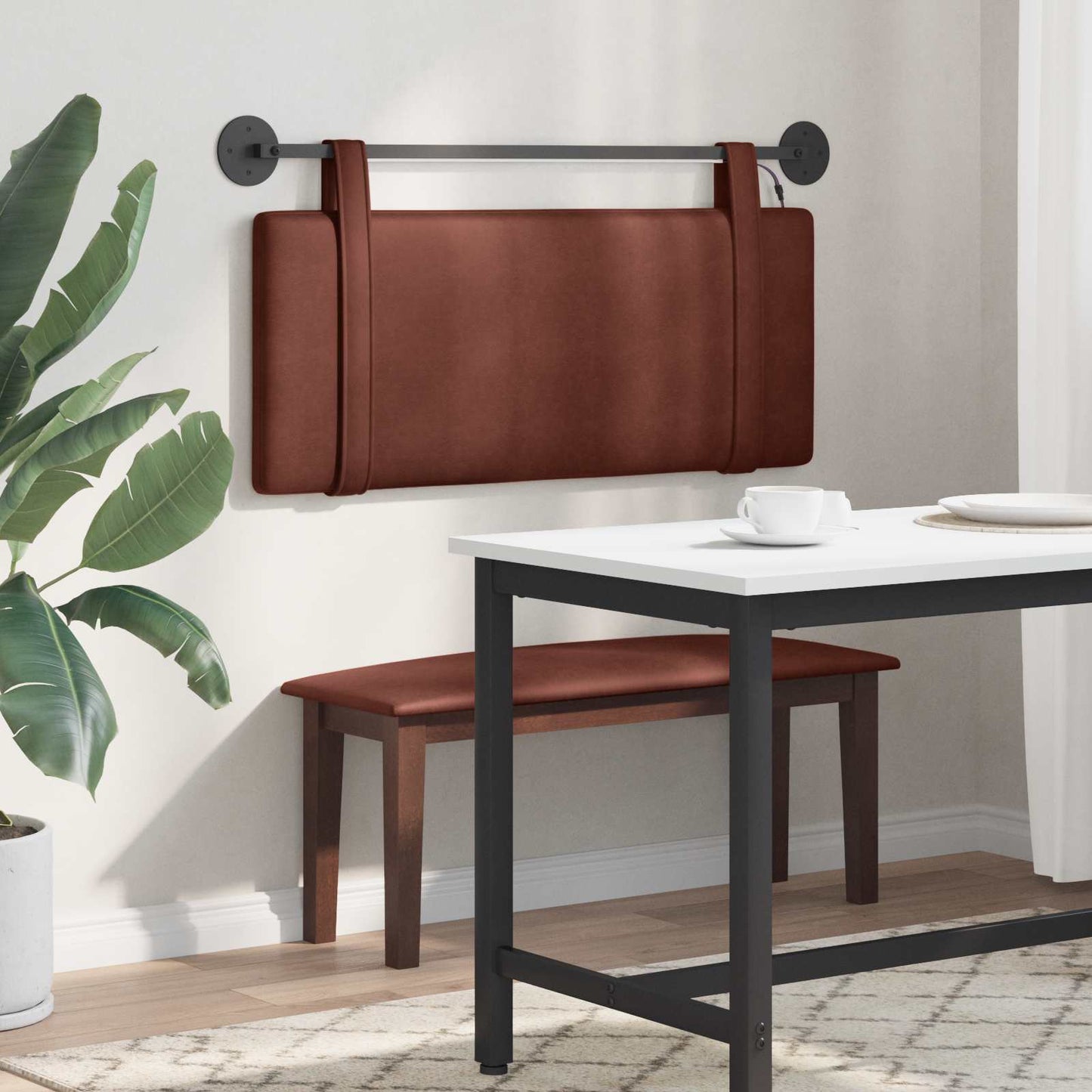 Hangend hoofdbord Met LED-verlichting Glanzend Bruin Antiek PU is nu te koop bij PeponiXL, paradijselijk wonen!