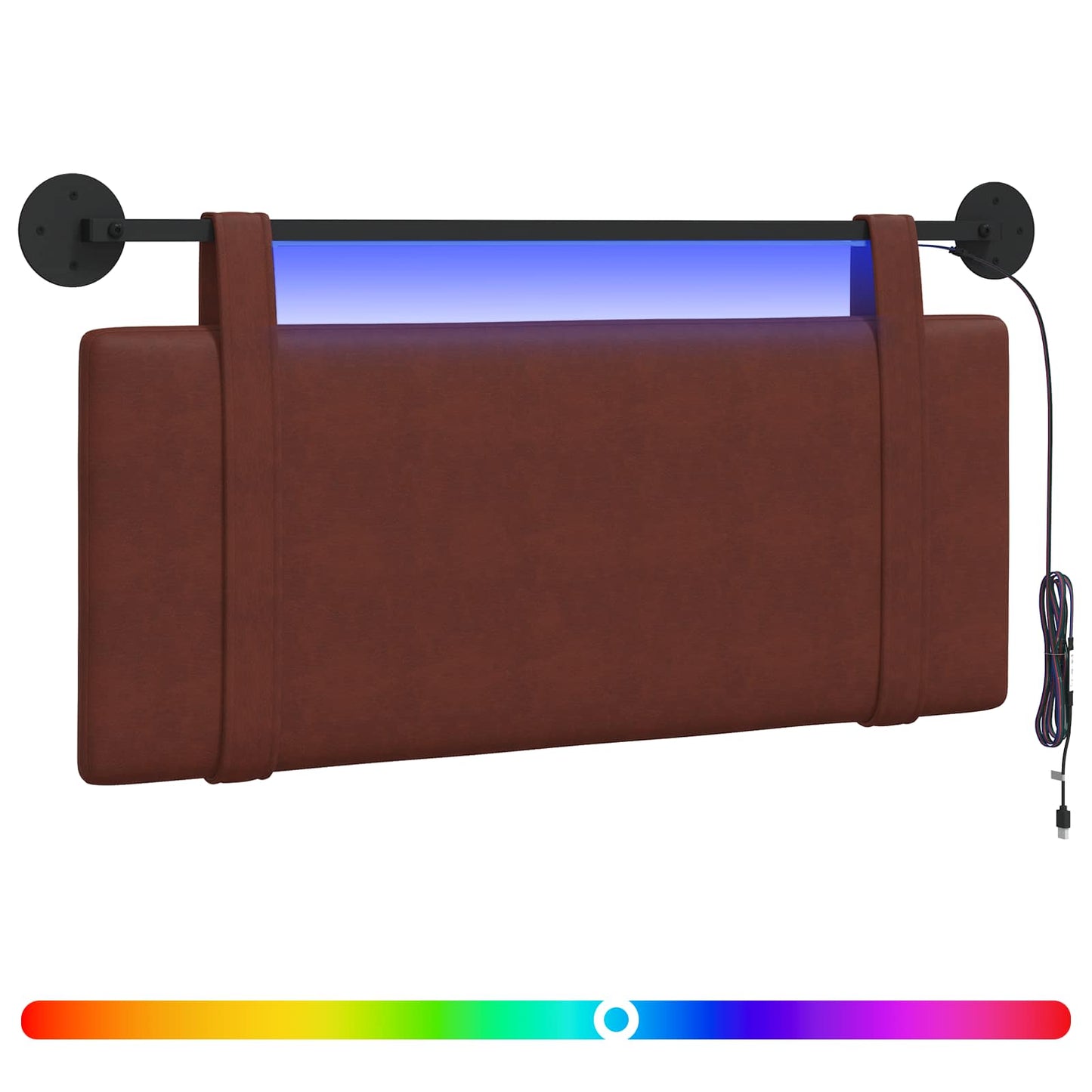 Hangend hoofdbord Met LED-verlichting Glanzend Bruin Antiek PU is nu te koop bij PeponiXL, paradijselijk wonen!