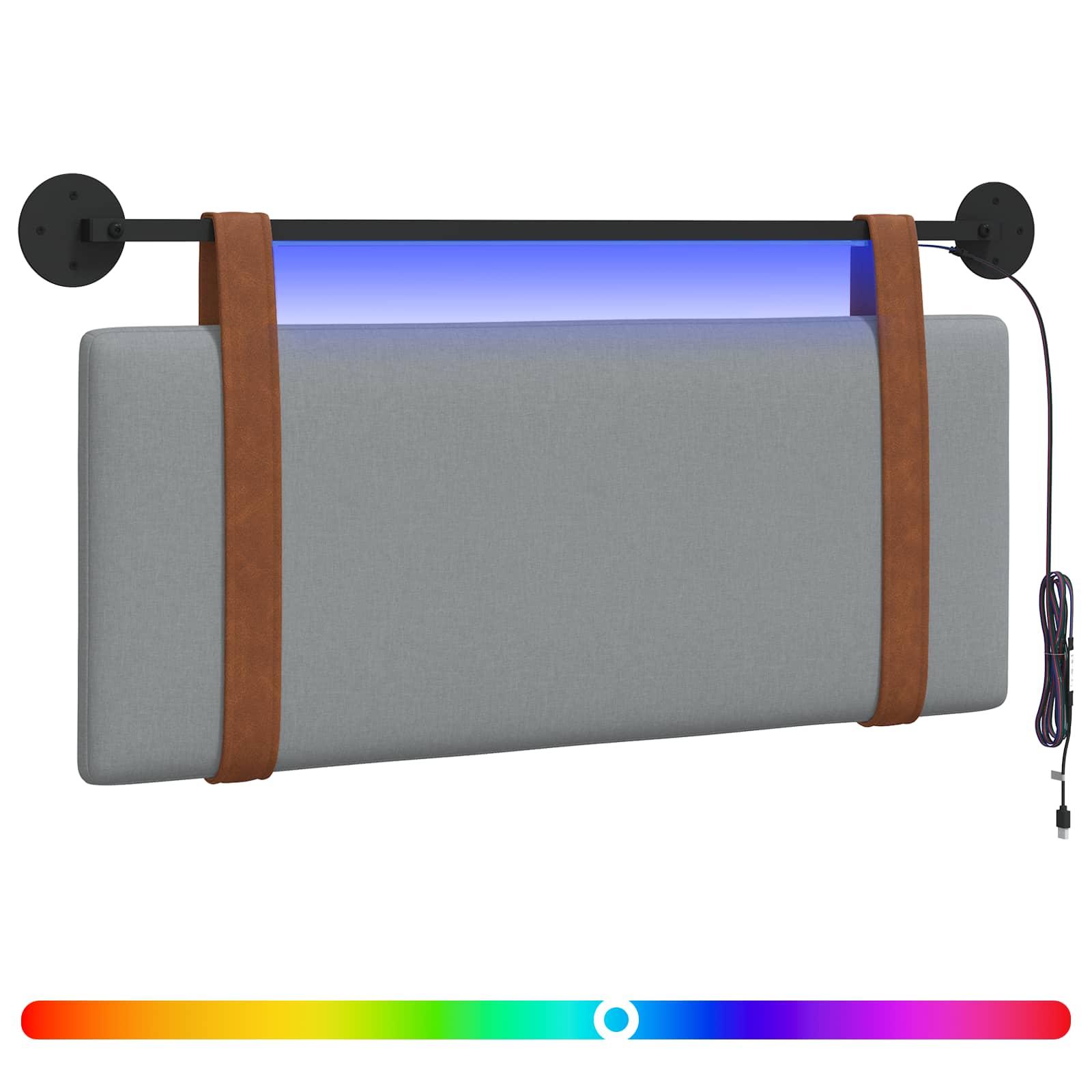 Hangend hoofdbord Met LED-verlichting Lichtgrijs Antiek PU is nu te koop bij PeponiXL, paradijselijk wonen!