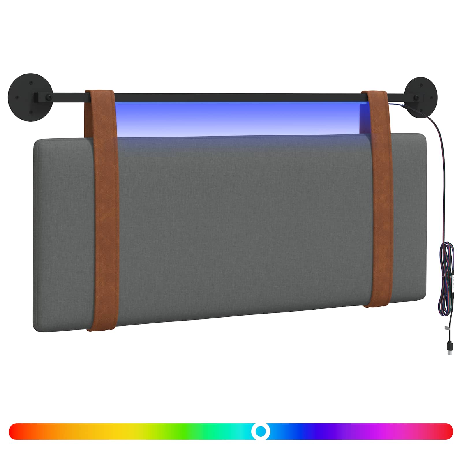 Hangend hoofdbord Met LED-verlichting Donkergrijs Antiek PU is nu te koop bij PeponiXL, paradijselijk wonen!