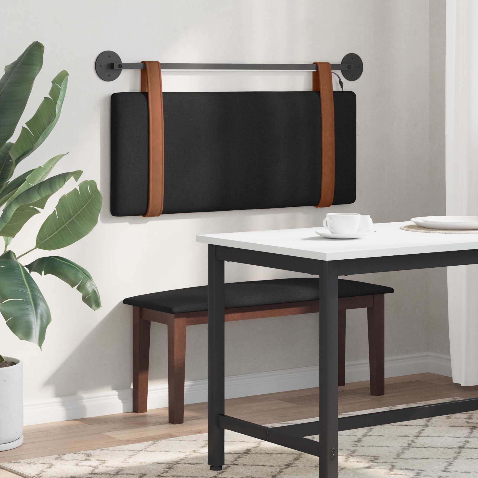 Hangend hoofdbord Met LED-verlichting Zwart Antiek PU is nu te koop bij PeponiXL, paradijselijk wonen!