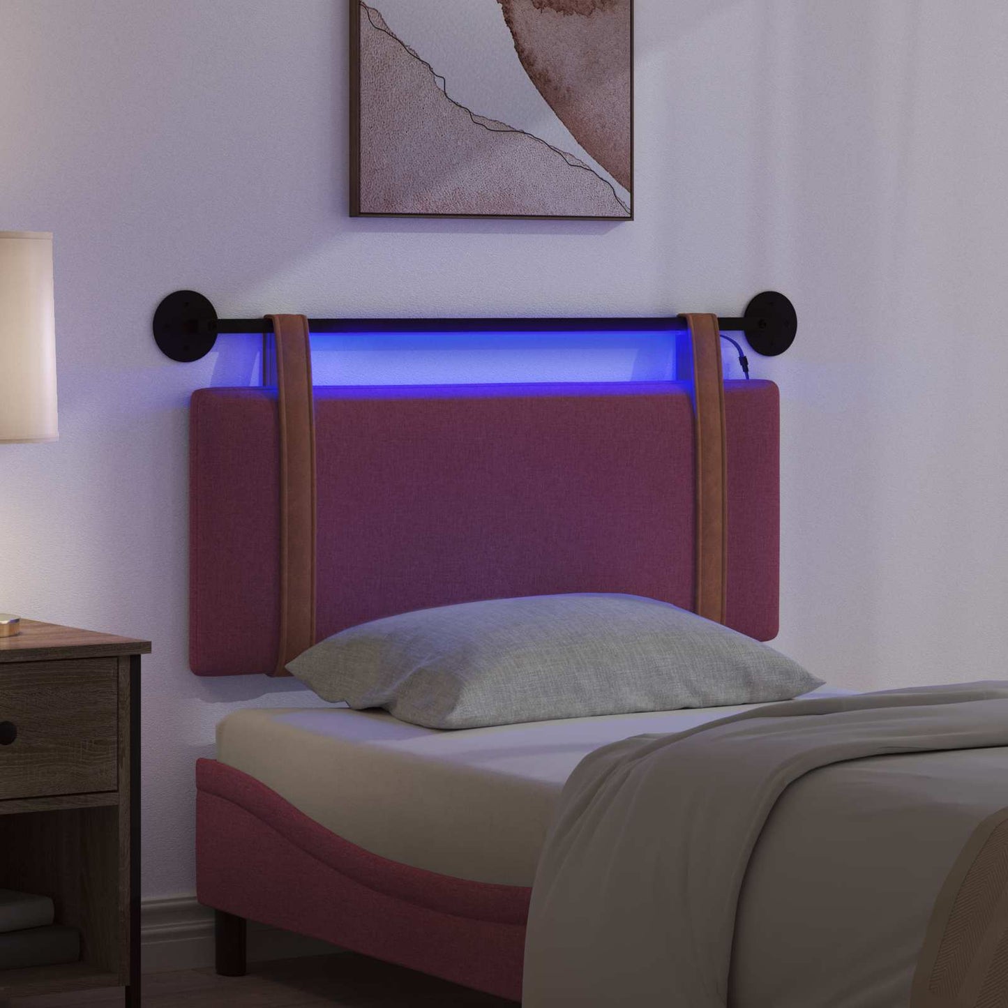 Hangend hoofdbord Met LED-verlichting Wijnrood Antiek PU is nu te koop bij PeponiXL, paradijselijk wonen!