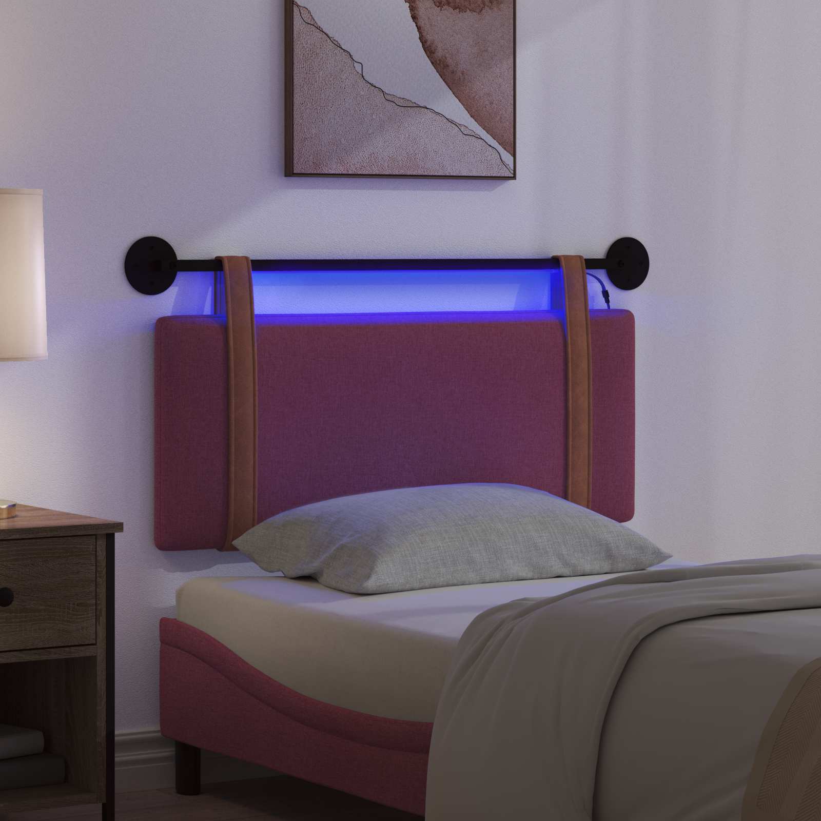 Hangend hoofdbord Met LED-verlichting Wijnrood Antiek PU is nu te koop bij PeponiXL, paradijselijk wonen!