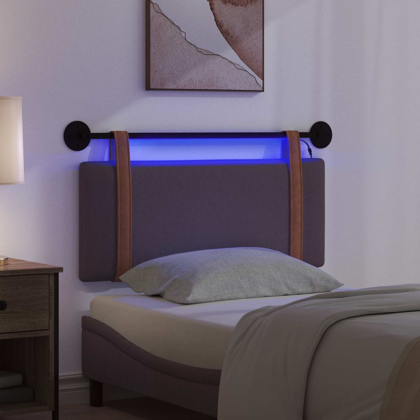Hangend hoofdbord Met LED-verlichting Donkerbruin Antiek PU is nu te koop bij PeponiXL, paradijselijk wonen!