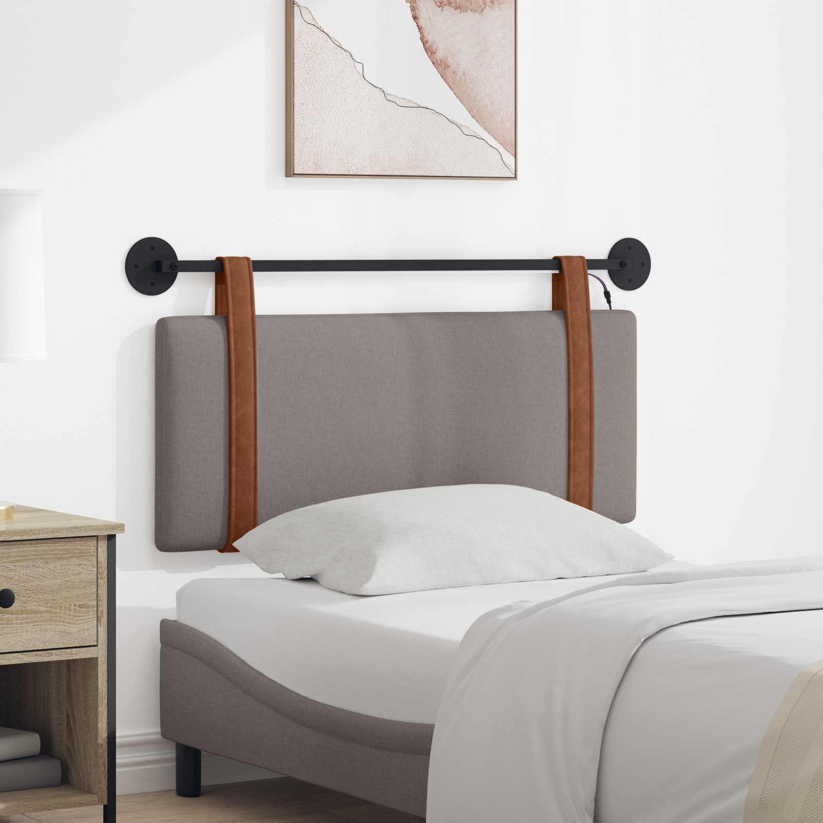 Hangend hoofdbord Met LED-verlichting Taupe Antiek PU is nu te koop bij PeponiXL, paradijselijk wonen!