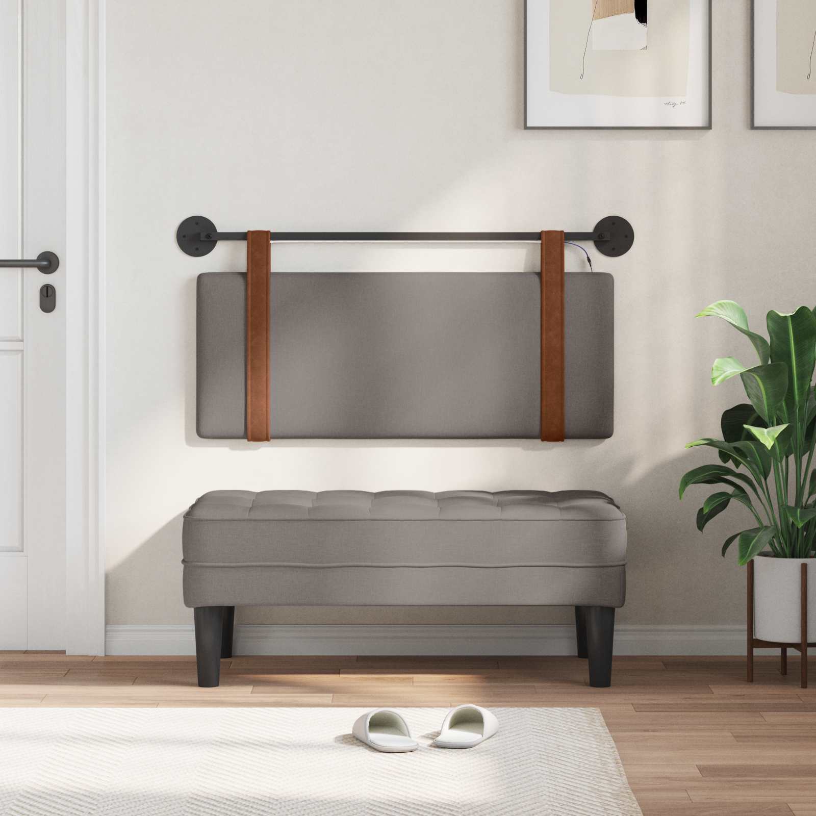 Hangend hoofdbord Met LED-verlichting Taupe Antiek PU is nu te koop bij PeponiXL, paradijselijk wonen!