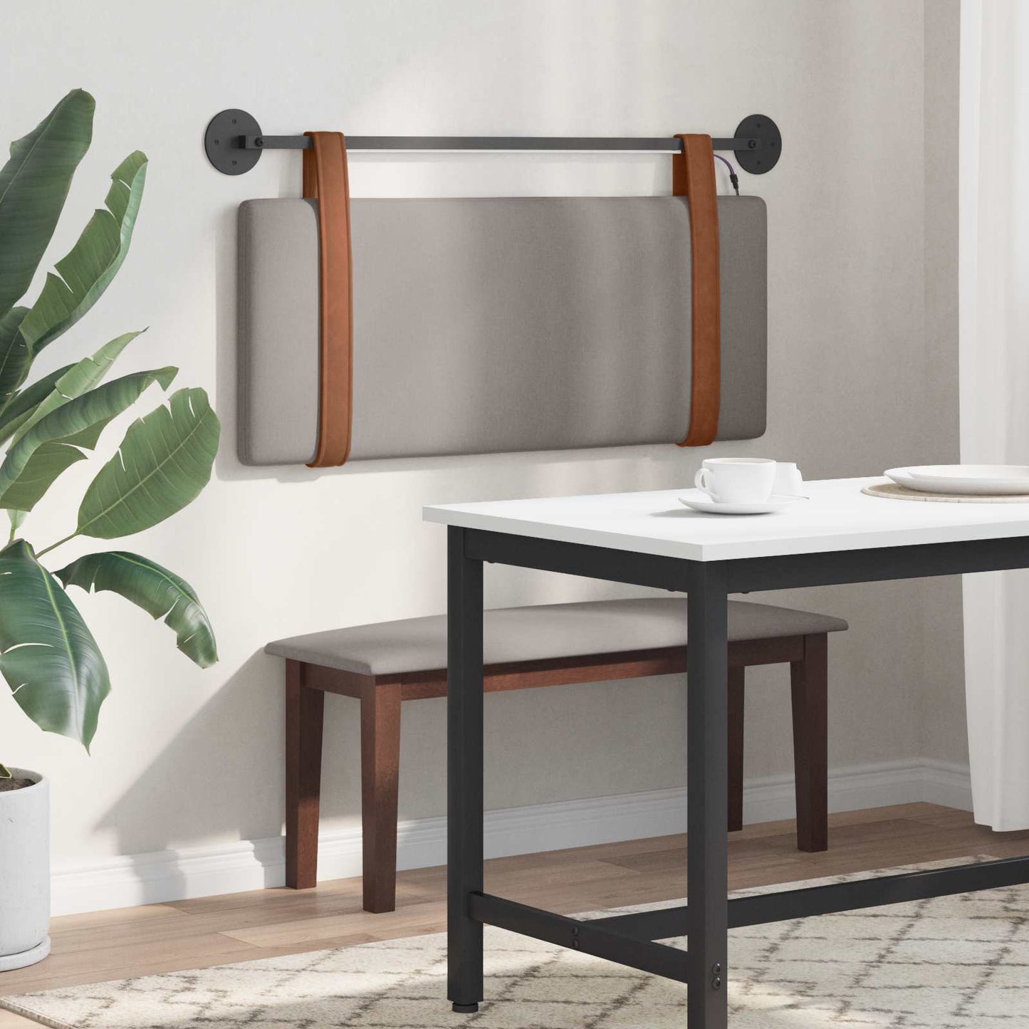 Hangend hoofdbord Met LED-verlichting Taupe Antiek PU is nu te koop bij PeponiXL, paradijselijk wonen!