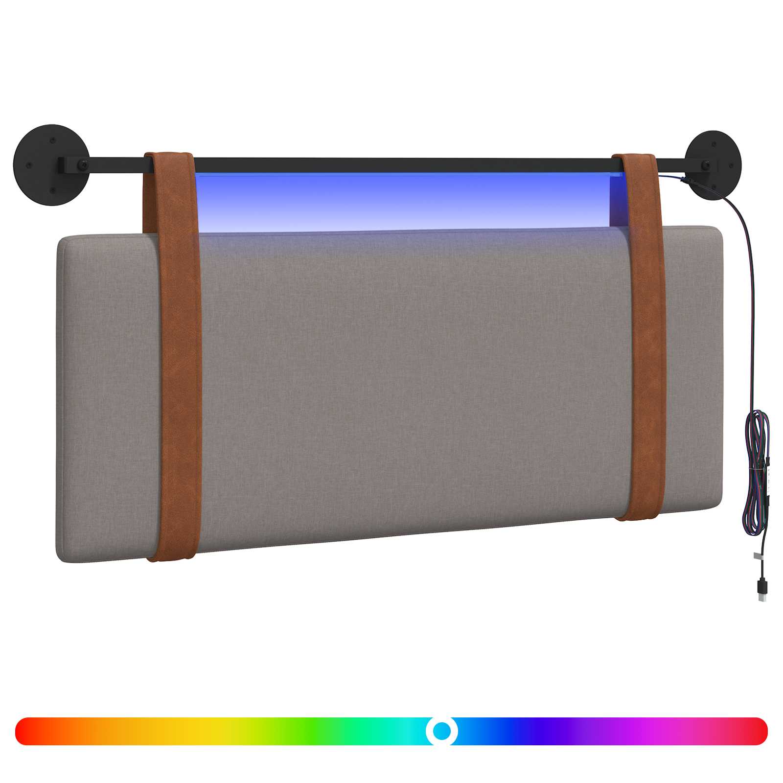 Hangend hoofdbord Met LED-verlichting Taupe Antiek PU is nu te koop bij PeponiXL, paradijselijk wonen!