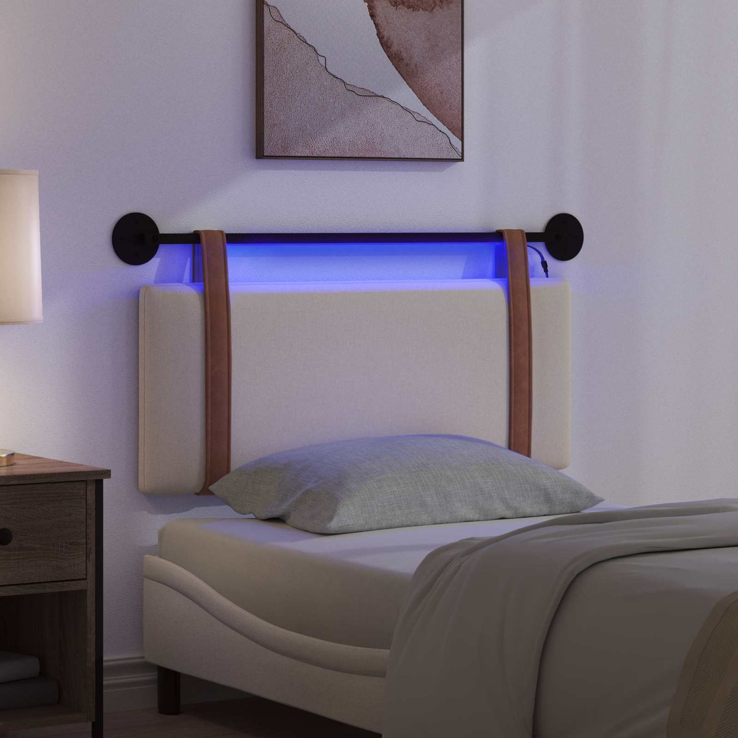 Hangend hoofdbord Met LED-verlichting Crèmekleurig Antiek PU is nu te koop bij PeponiXL, paradijselijk wonen!