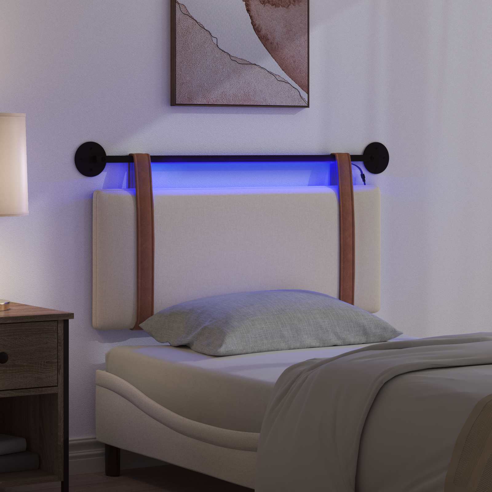 Hangend hoofdbord Met LED-verlichting Crèmekleurig Antiek PU is nu te koop bij PeponiXL, paradijselijk wonen!