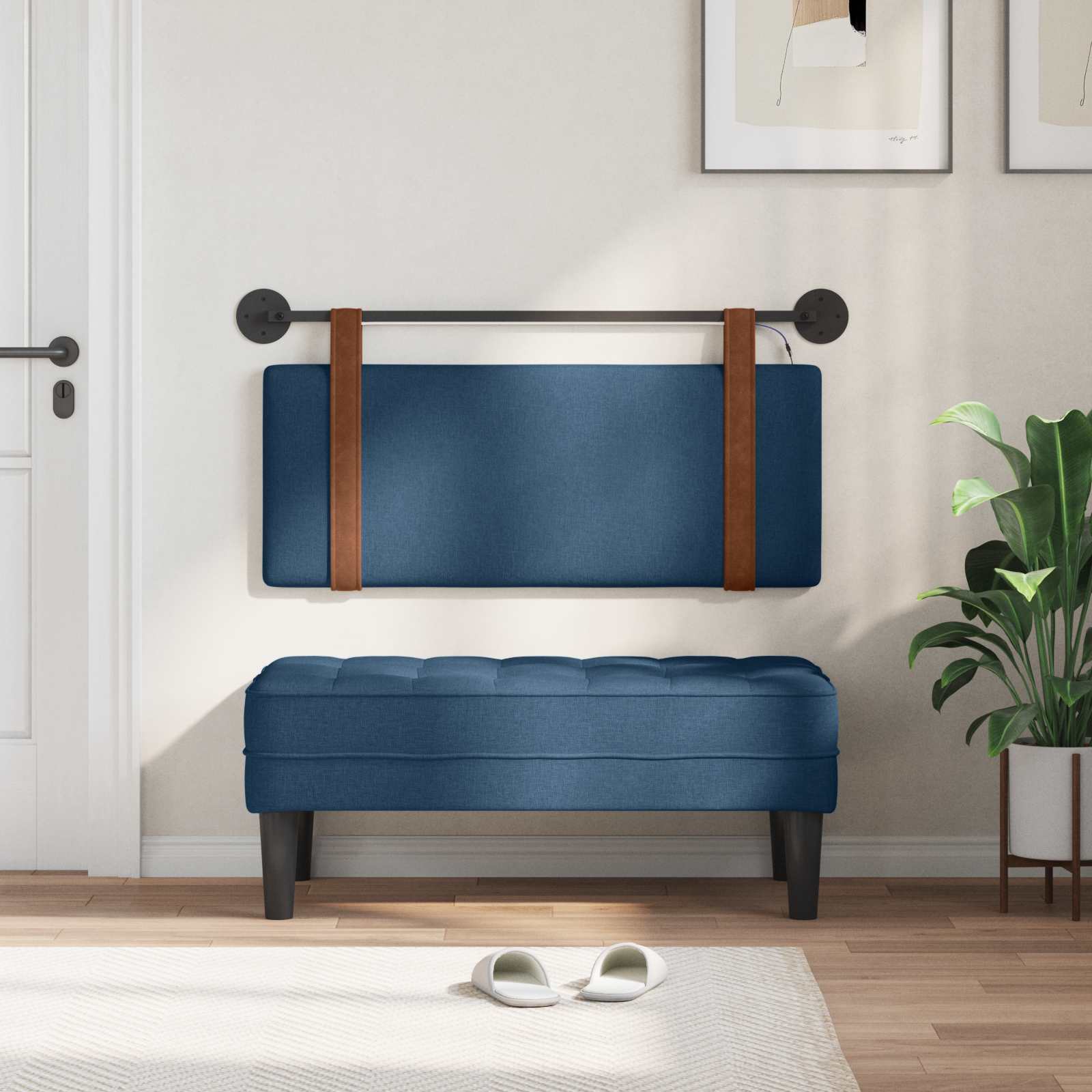 Hangend hoofdbord Met LED-verlichting Blauw Antiek PU is nu te koop bij PeponiXL, paradijselijk wonen!