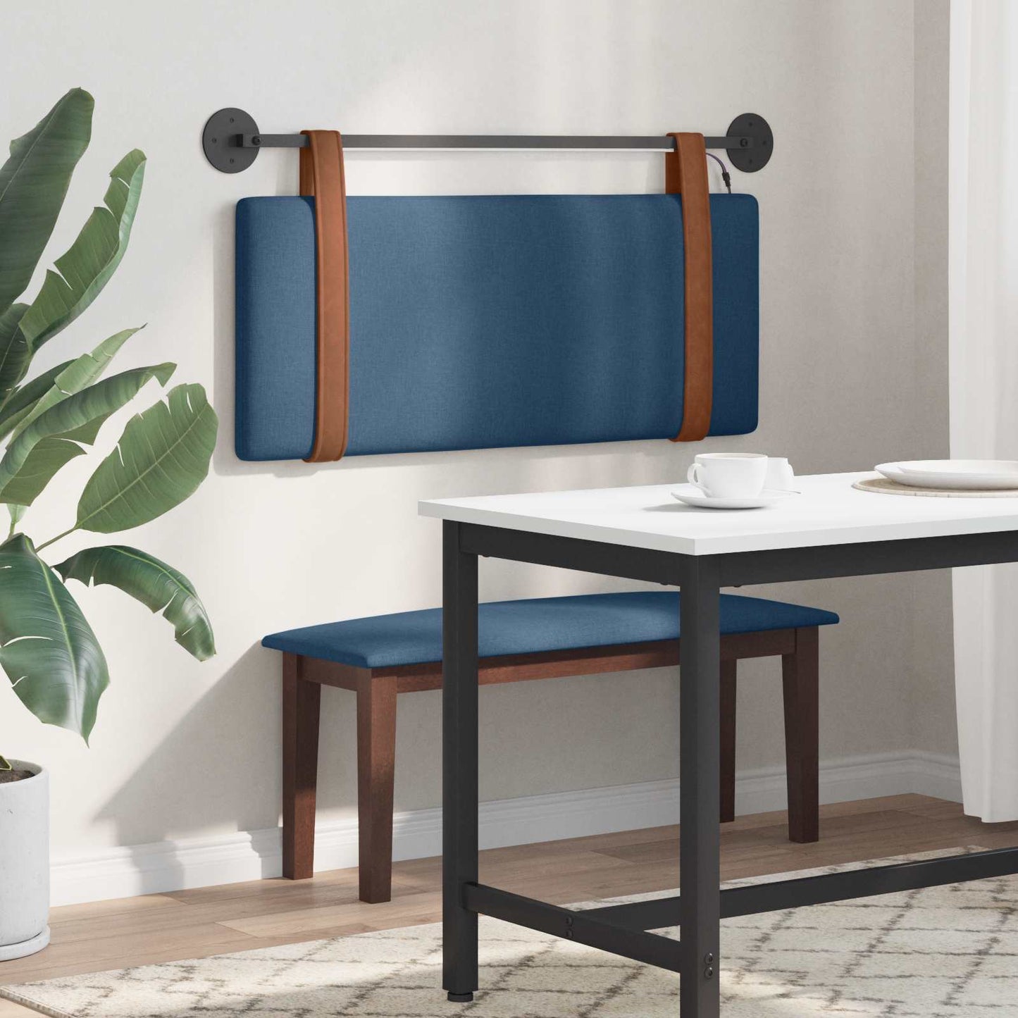 Hangend hoofdbord Met LED-verlichting Blauw Antiek PU is nu te koop bij PeponiXL, paradijselijk wonen!