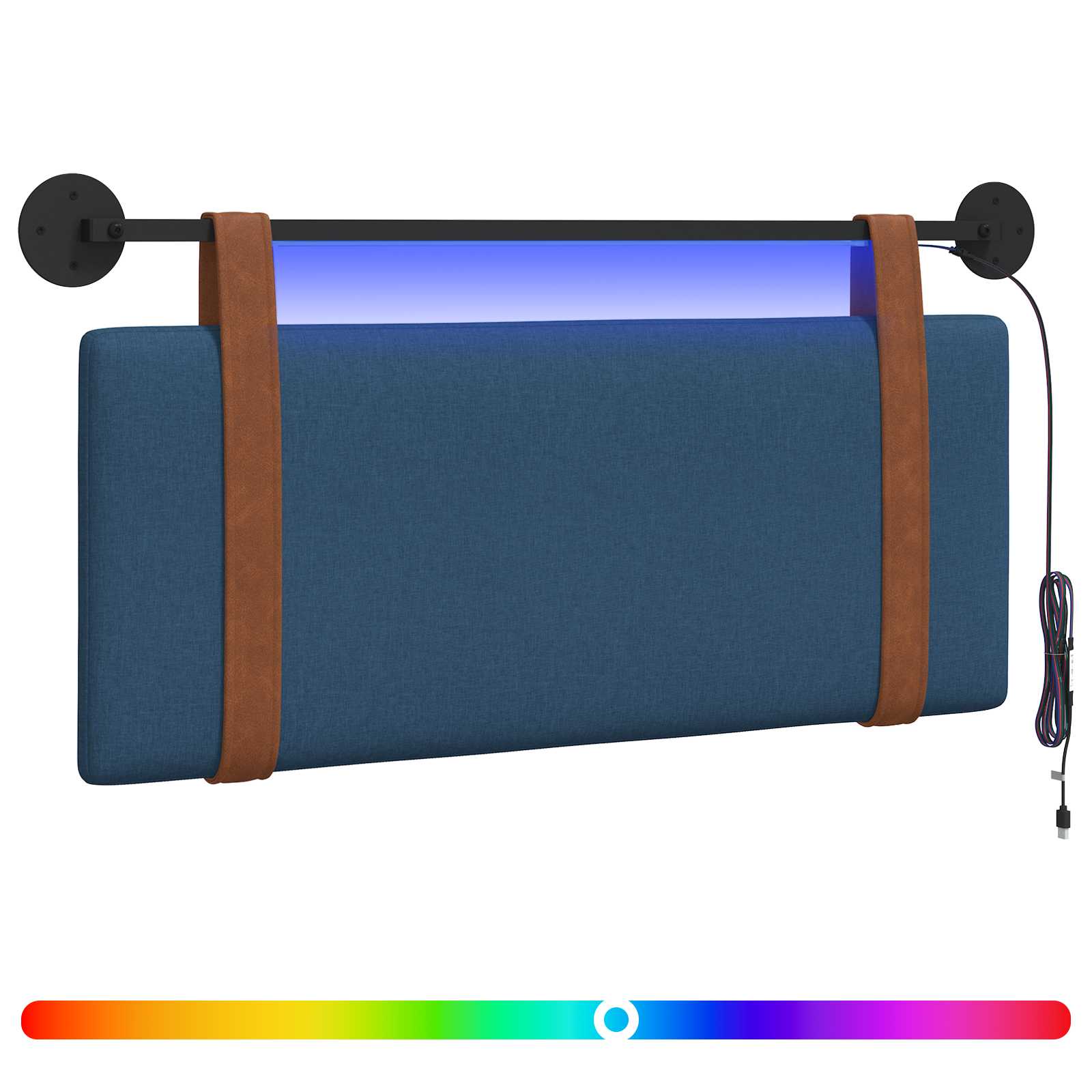 Hangend hoofdbord Met LED-verlichting Blauw Antiek PU is nu te koop bij PeponiXL, paradijselijk wonen!