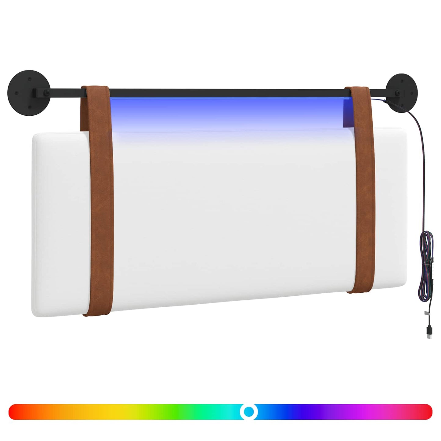 Hangend hoofdbord Met LED-verlichting Wit Antiek PU is nu te koop bij PeponiXL, paradijselijk wonen!