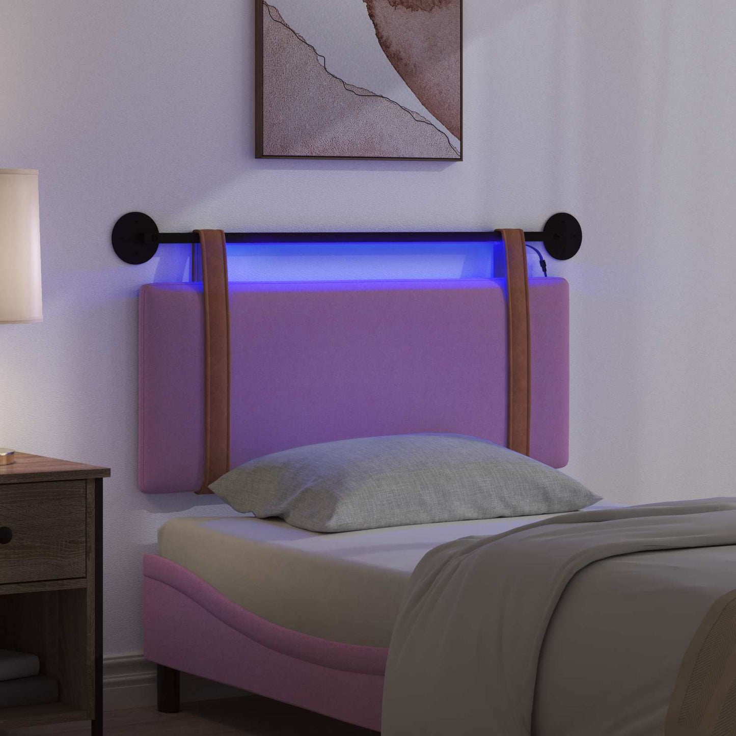 Hangend hoofdbord Met LED-verlichting Roze Antiek PU is nu te koop bij PeponiXL, paradijselijk wonen!