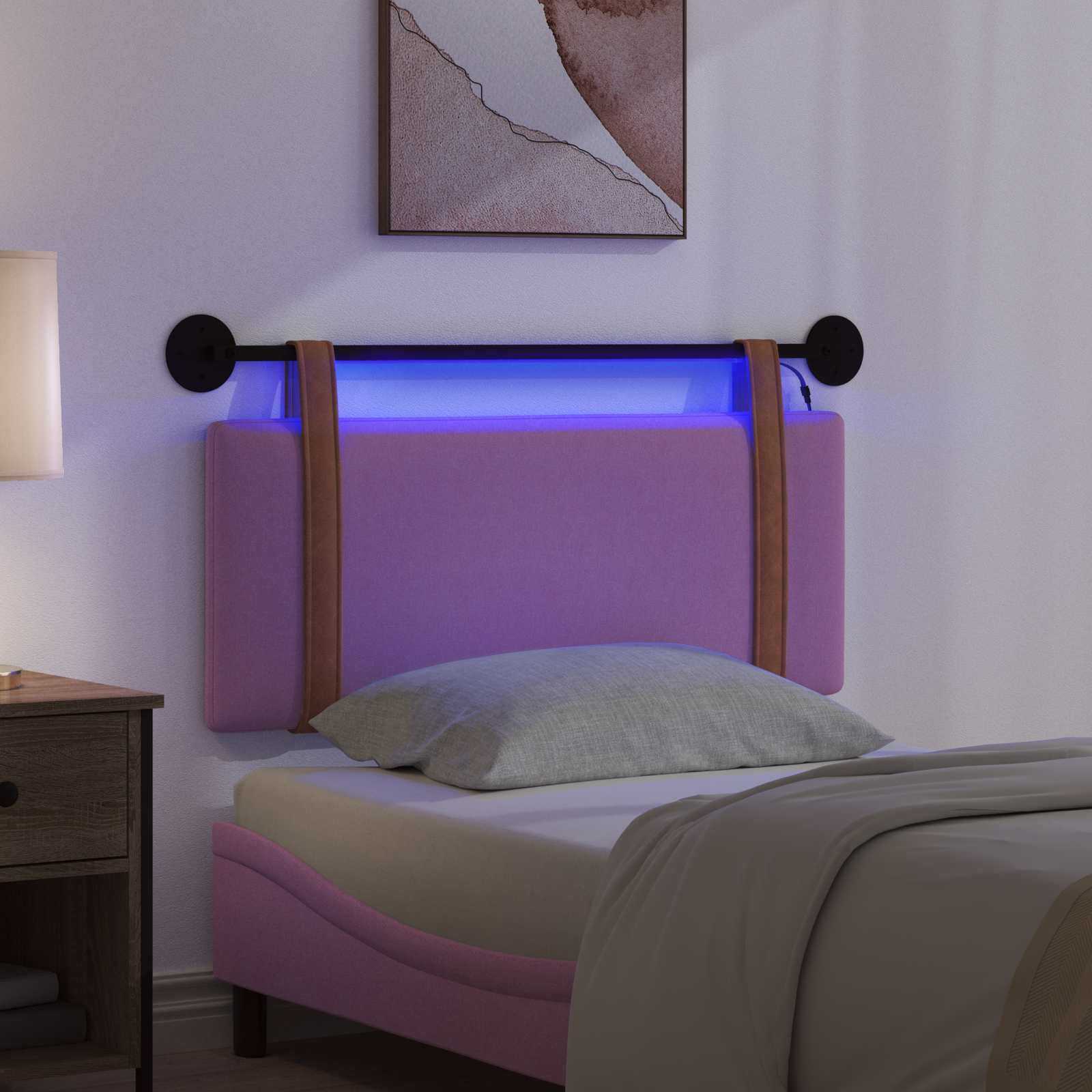 Hangend hoofdbord Met LED-verlichting Roze Antiek PU is nu te koop bij PeponiXL, paradijselijk wonen!