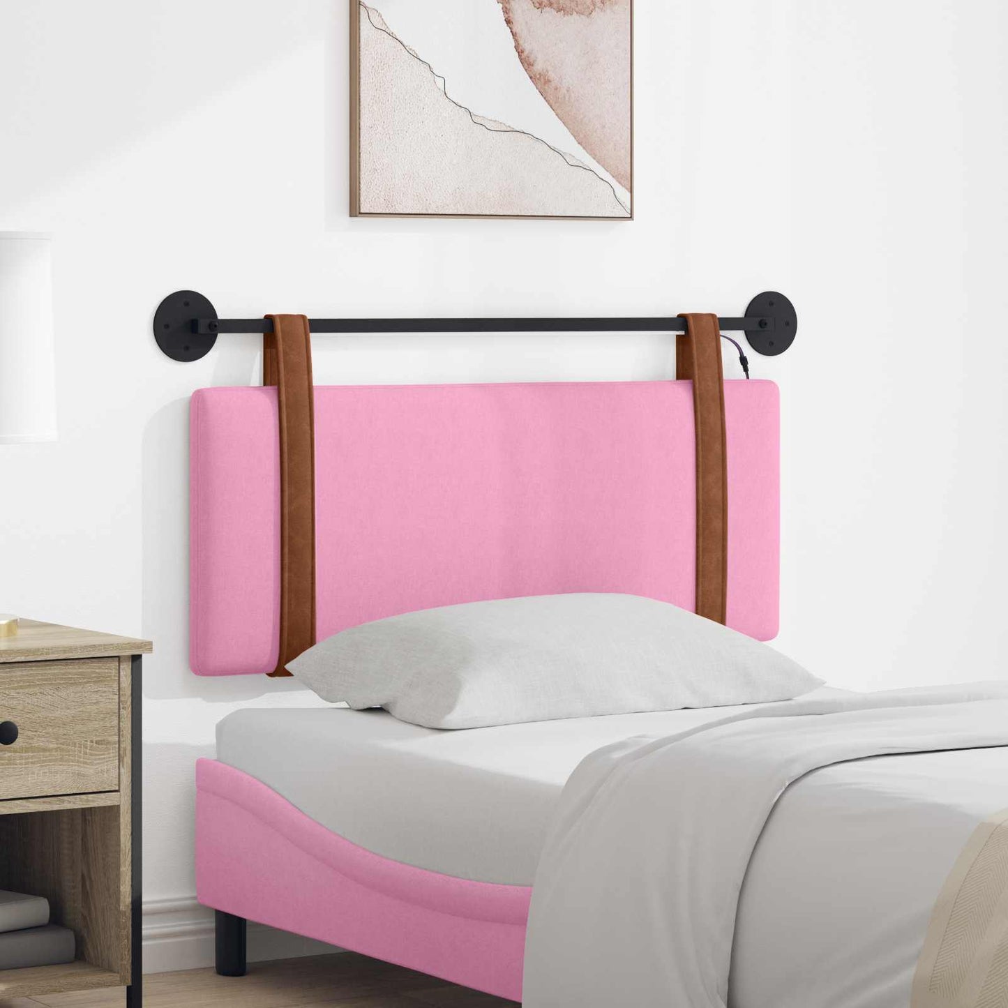 Hangend hoofdbord Met LED-verlichting Roze Antiek PU is nu te koop bij PeponiXL, paradijselijk wonen!