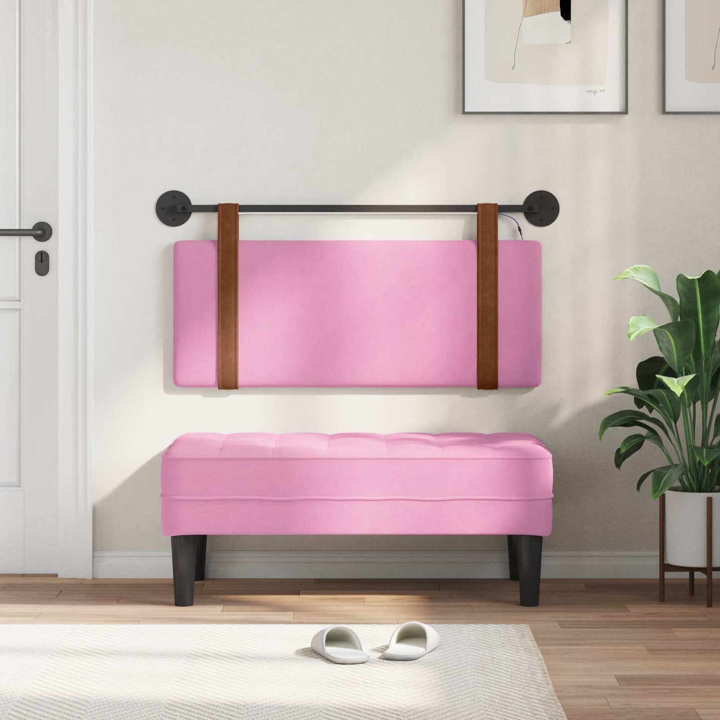 Hangend hoofdbord Met LED-verlichting Roze Antiek PU is nu te koop bij PeponiXL, paradijselijk wonen!