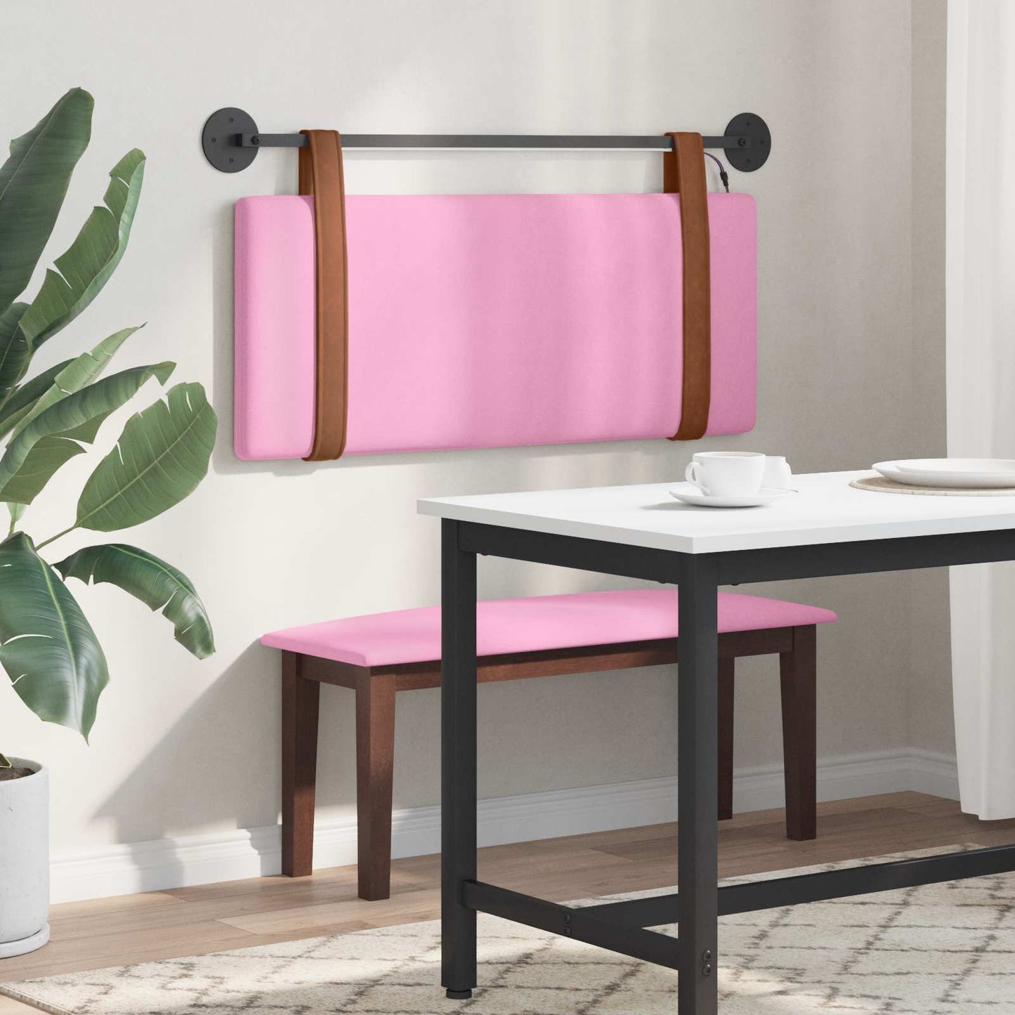 Hangend hoofdbord Met LED-verlichting Roze Antiek PU is nu te koop bij PeponiXL, paradijselijk wonen!