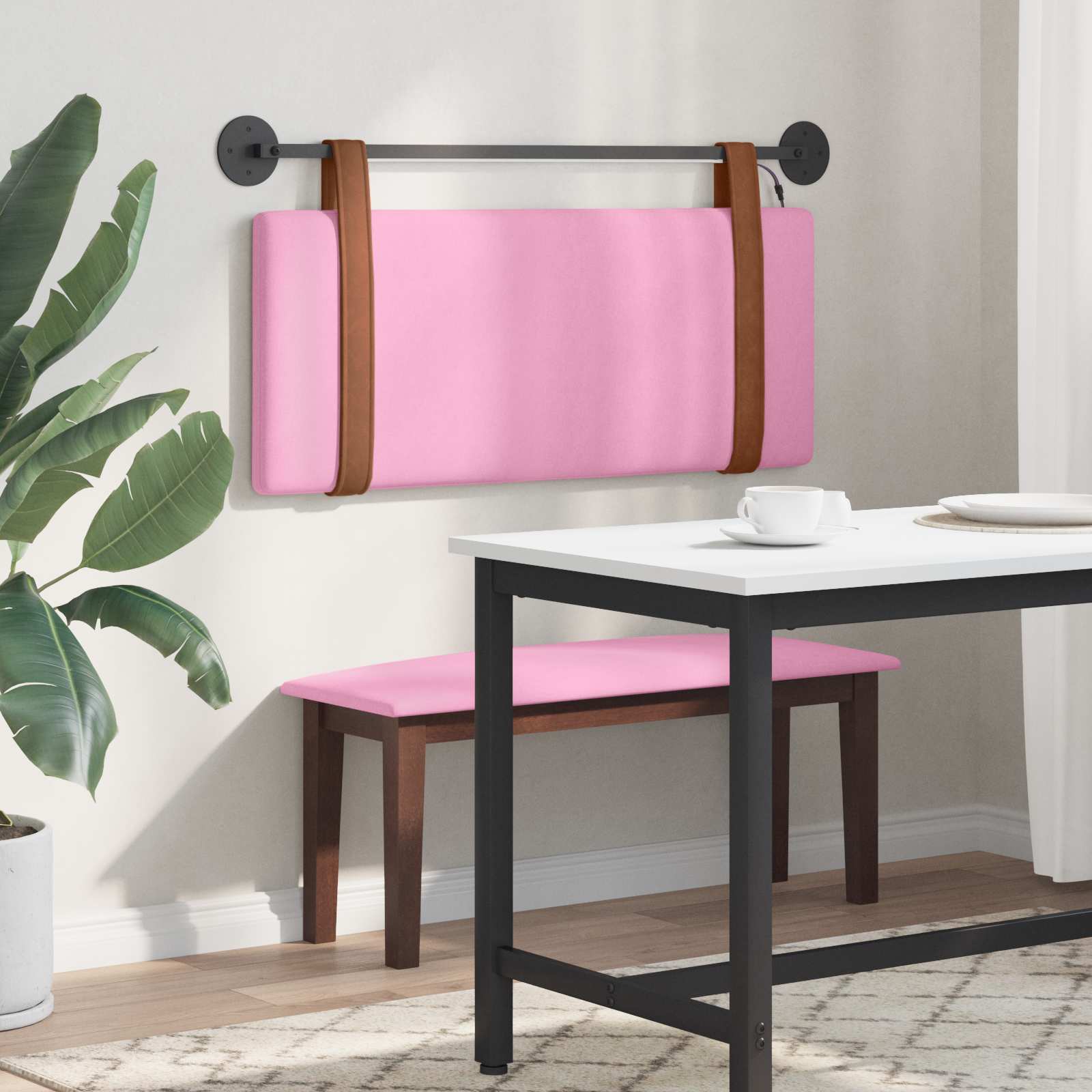 Hangend hoofdbord Met LED-verlichting Roze Antiek PU is nu te koop bij PeponiXL, paradijselijk wonen!