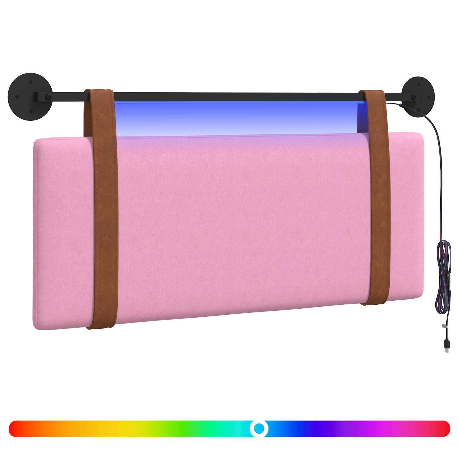 Hangend hoofdbord Met LED-verlichting Roze Antiek PU is nu te koop bij PeponiXL, paradijselijk wonen!