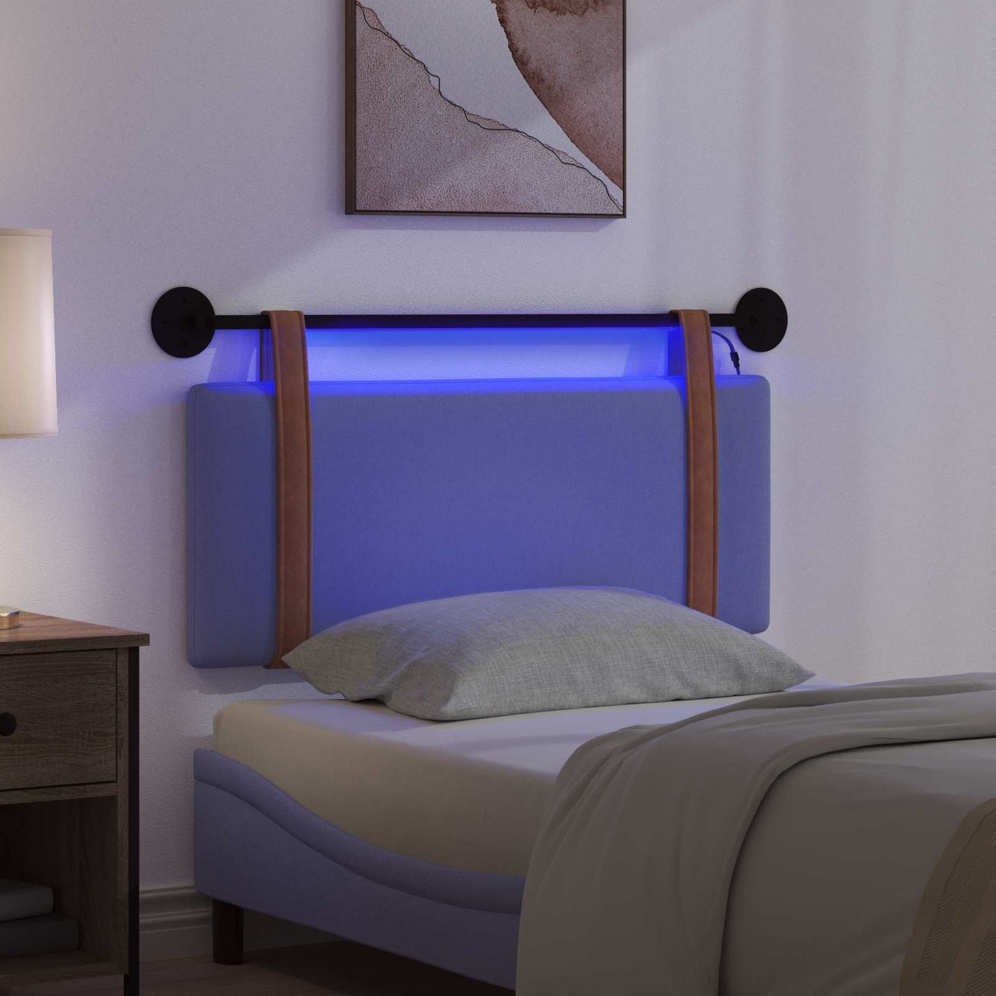 Hangend hoofdbord Met LED-verlichting Jeans Blauw Antiek PU is nu te koop bij PeponiXL, paradijselijk wonen!