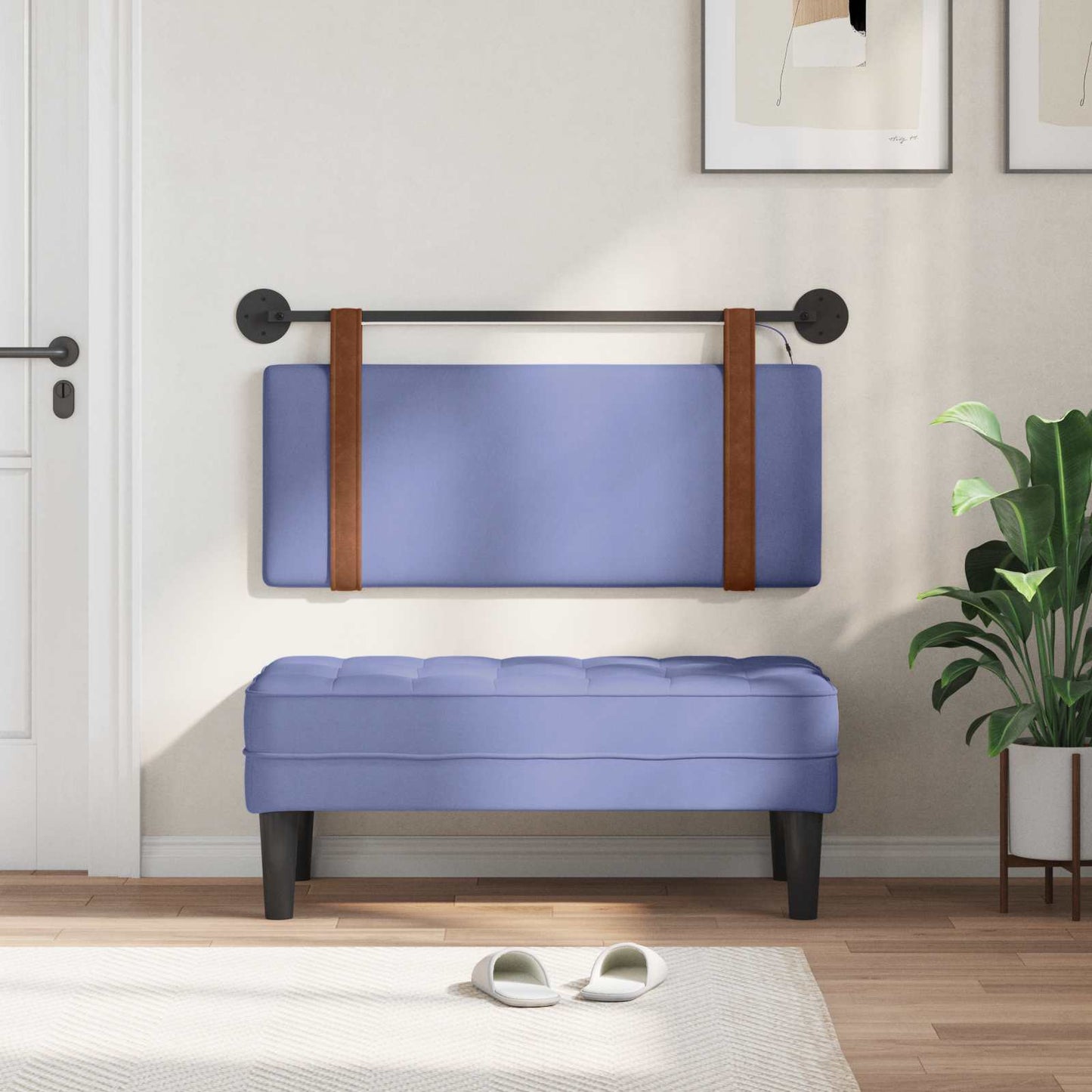 Hangend hoofdbord Met LED-verlichting Jeans Blauw Antiek PU is nu te koop bij PeponiXL, paradijselijk wonen!