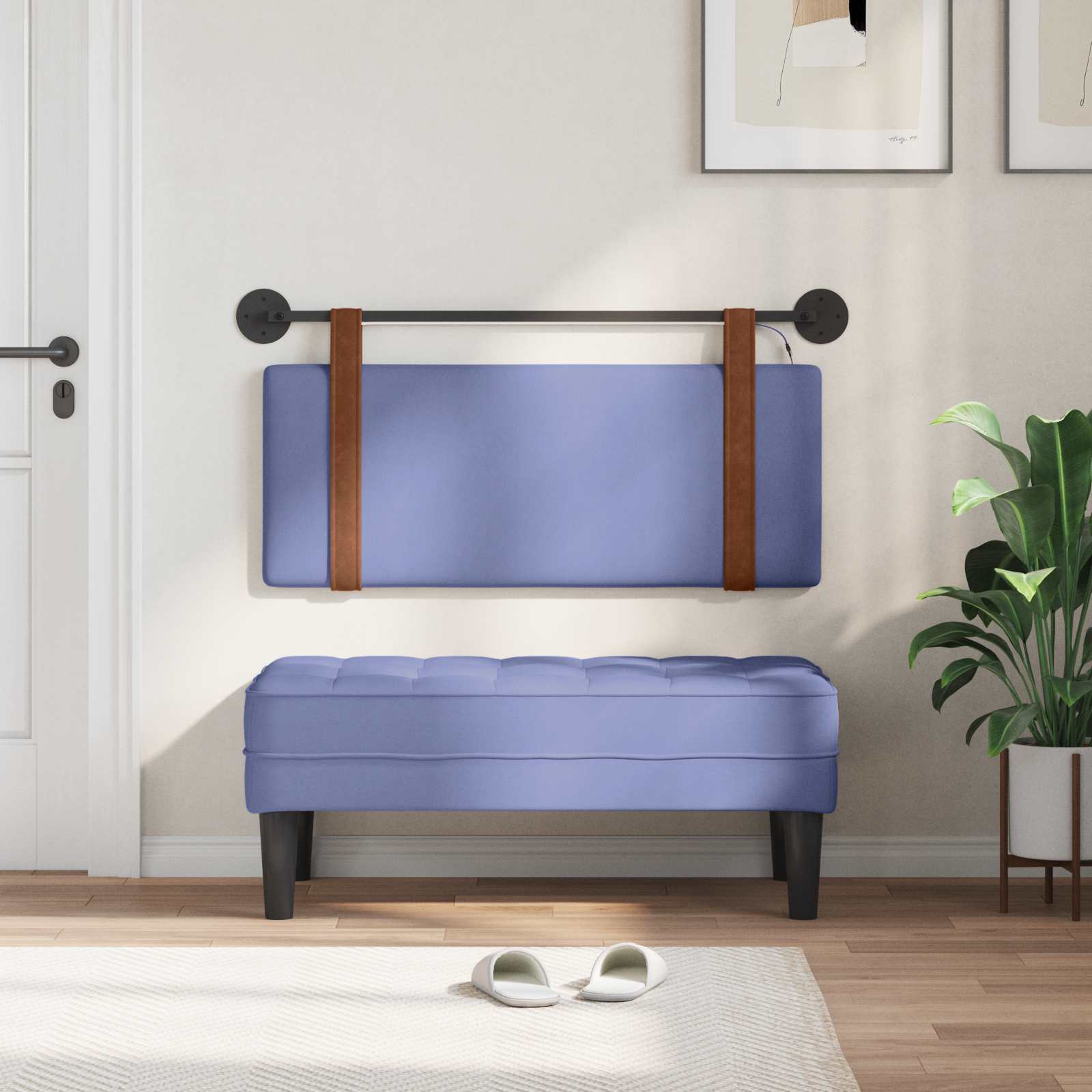 Hangend hoofdbord Met LED-verlichting Jeans Blauw Antiek PU is nu te koop bij PeponiXL, paradijselijk wonen!