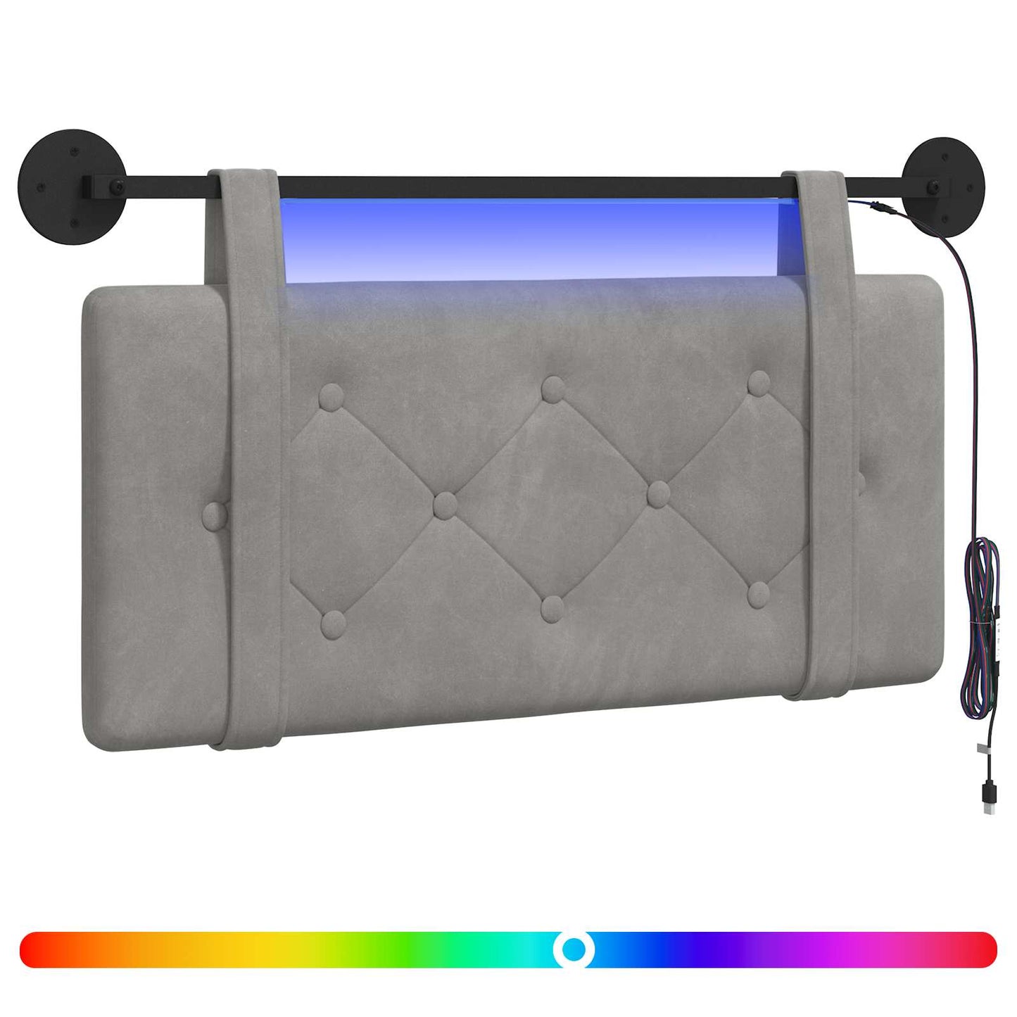Hangend hoofdbord Met LED-verlichting Lichtgrijs Fluweel is nu te koop bij PeponiXL, paradijselijk wonen!