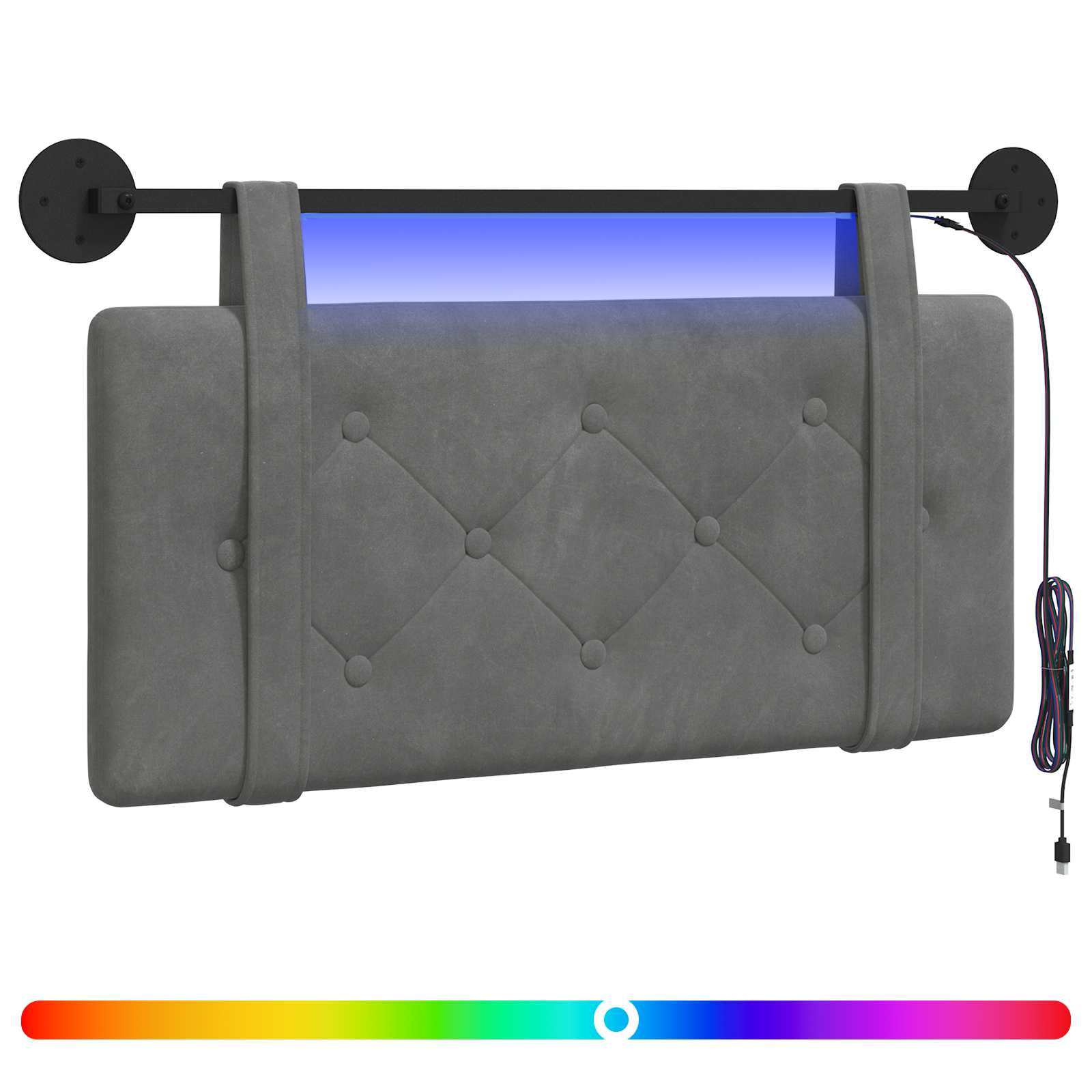 Hangend hoofdbord Met LED-verlichting Donkergrijs Fluweel is nu te koop bij PeponiXL, paradijselijk wonen!