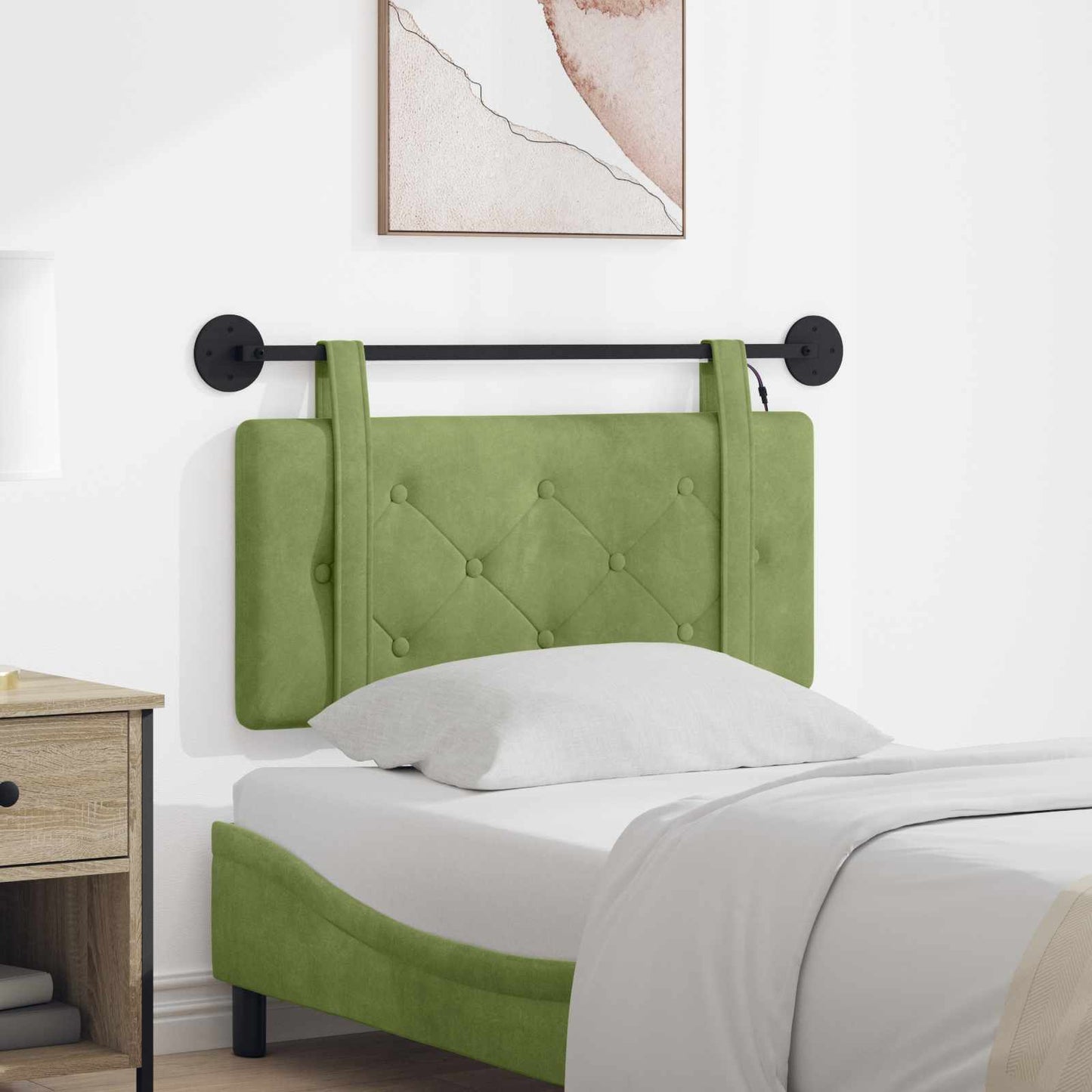 Hangend hoofdbord Met LED-verlichting Lichtgroen Fluweel is nu te koop bij PeponiXL, paradijselijk wonen!