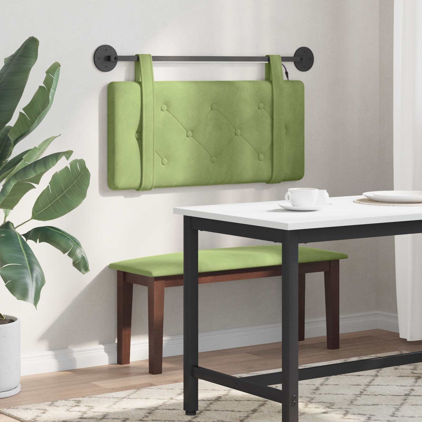 Hangend hoofdbord Met LED-verlichting Lichtgroen Fluweel is nu te koop bij PeponiXL, paradijselijk wonen!