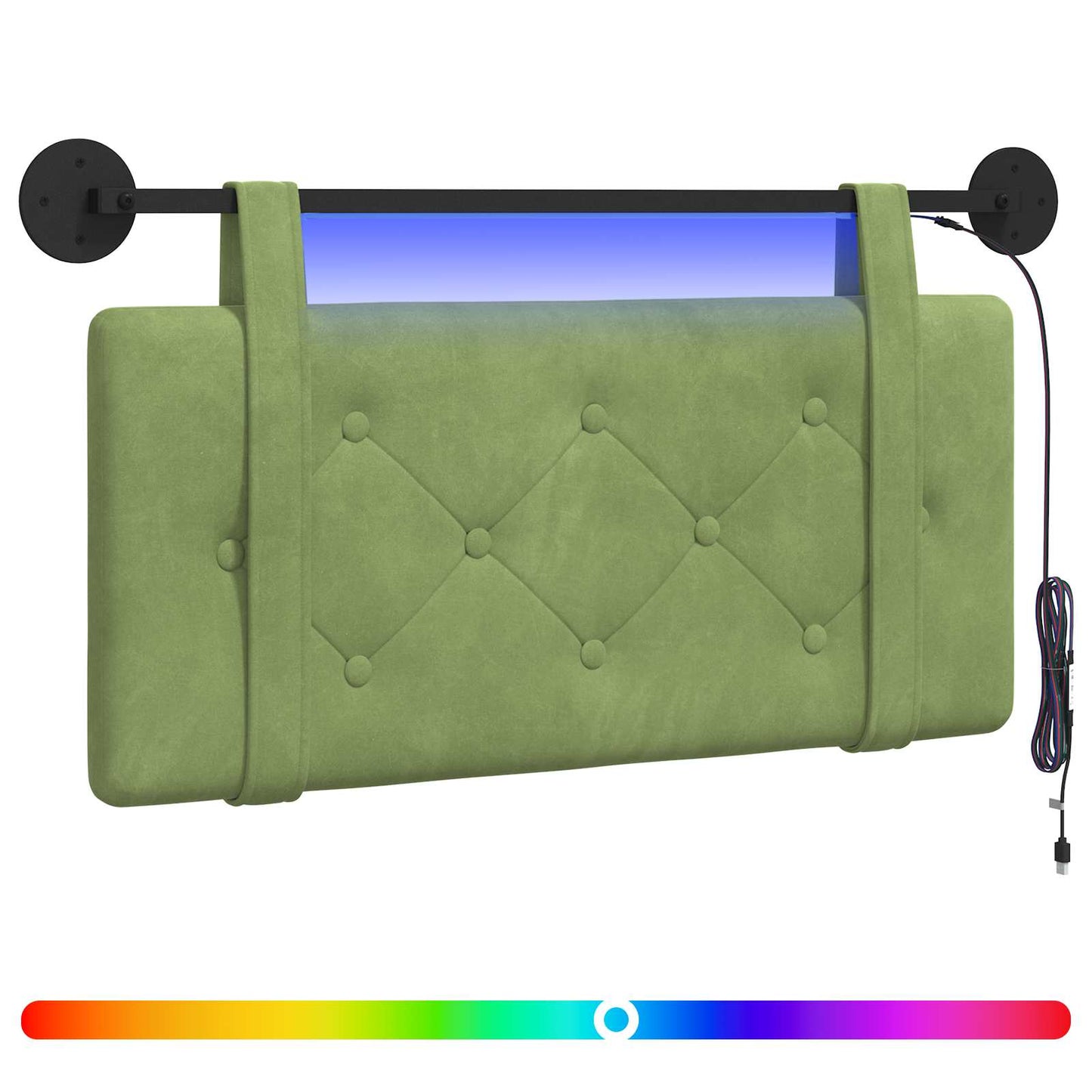 Hangend hoofdbord Met LED-verlichting Lichtgroen Fluweel is nu te koop bij PeponiXL, paradijselijk wonen!