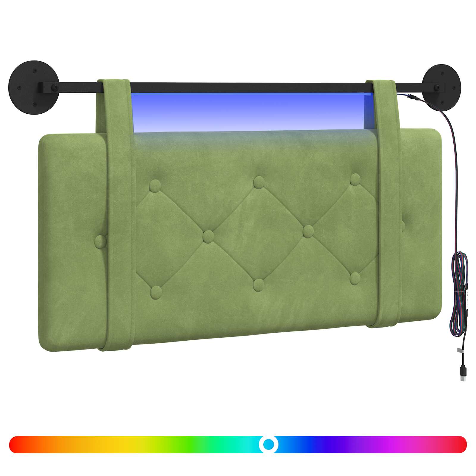 Hangend hoofdbord Met LED-verlichting Lichtgroen Fluweel is nu te koop bij PeponiXL, paradijselijk wonen!