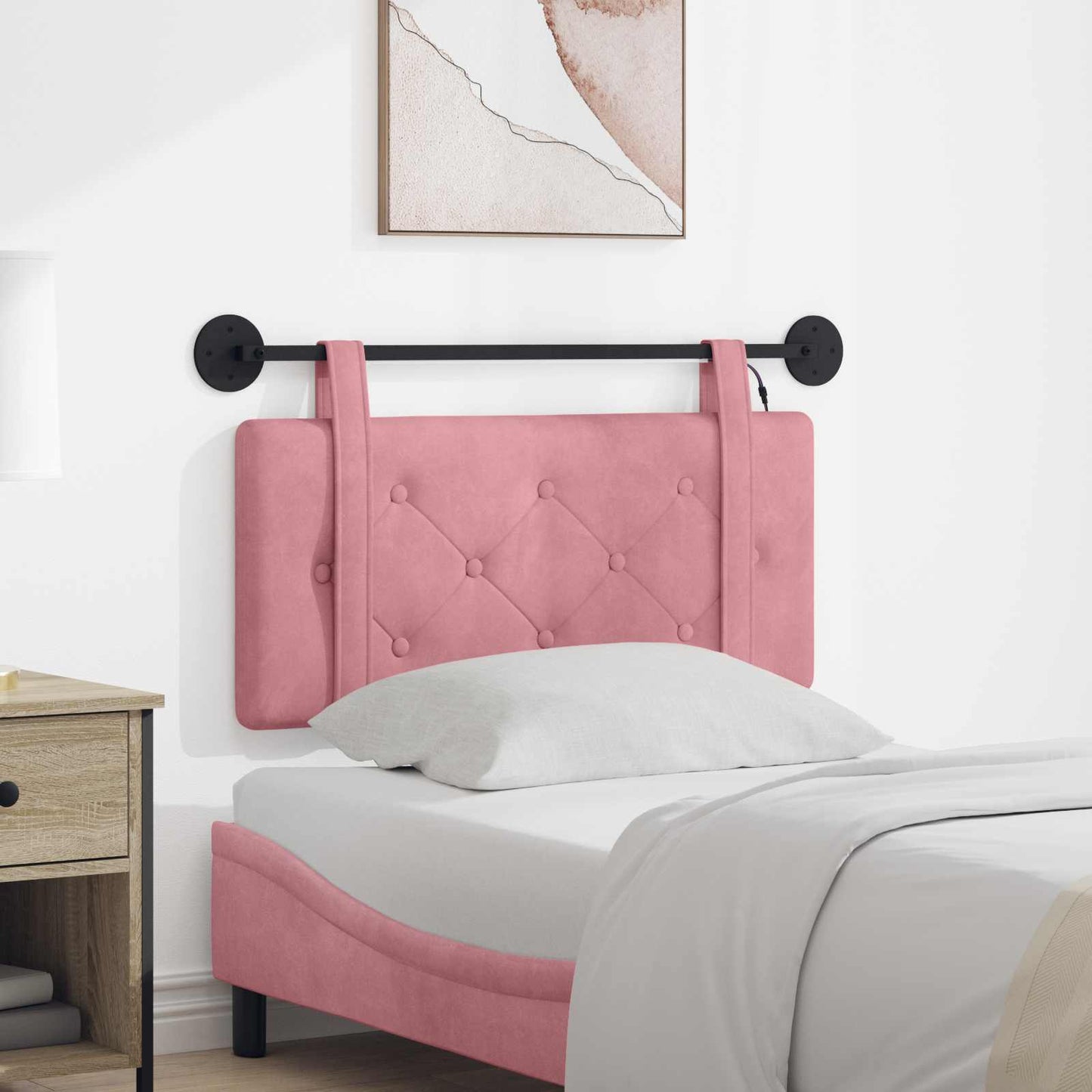Hangend hoofdbord Met LED-verlichting Roze Fluweel is nu te koop bij PeponiXL, paradijselijk wonen!
