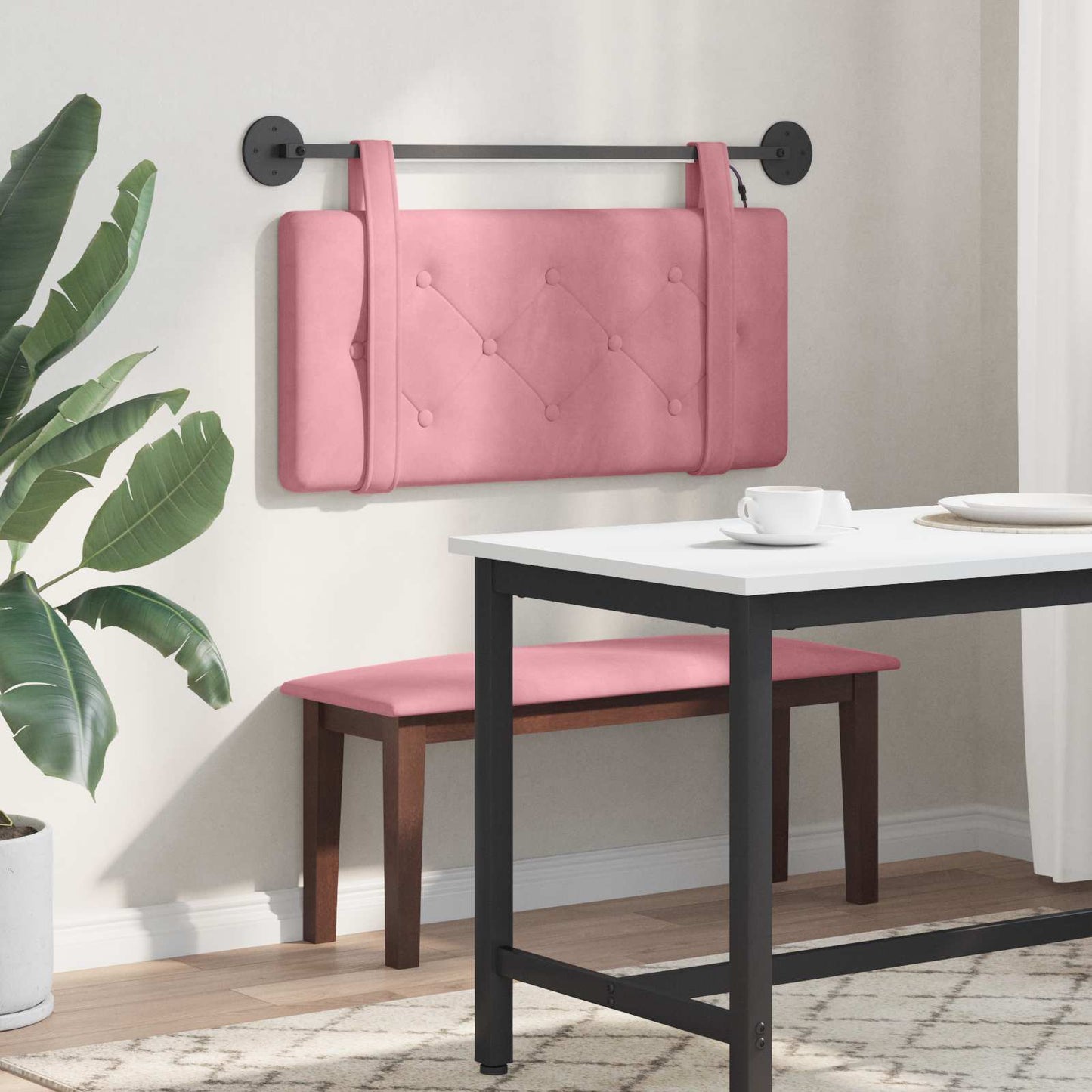 Hangend hoofdbord Met LED-verlichting Roze Fluweel is nu te koop bij PeponiXL, paradijselijk wonen!