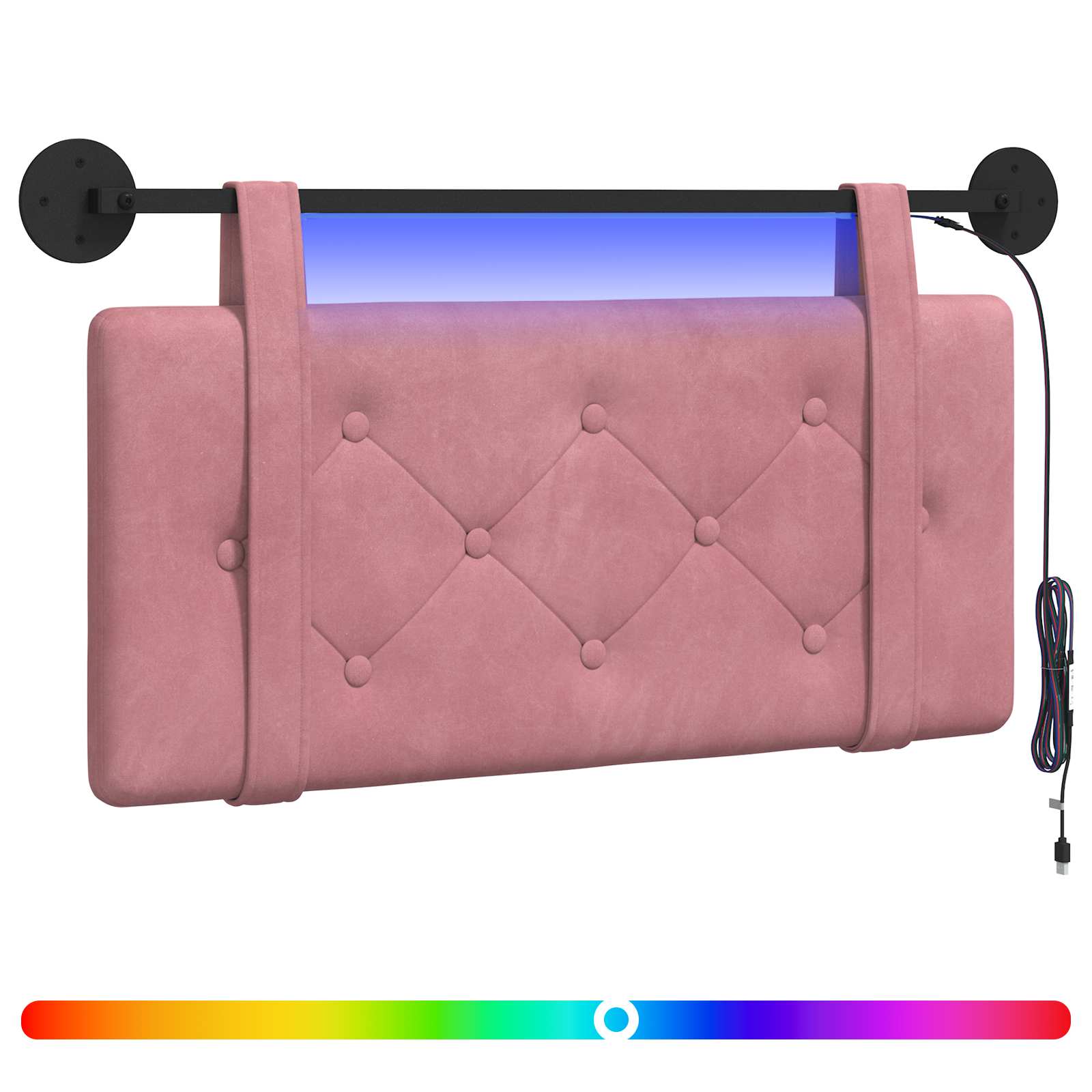 Hangend hoofdbord Met LED-verlichting Roze Fluweel is nu te koop bij PeponiXL, paradijselijk wonen!