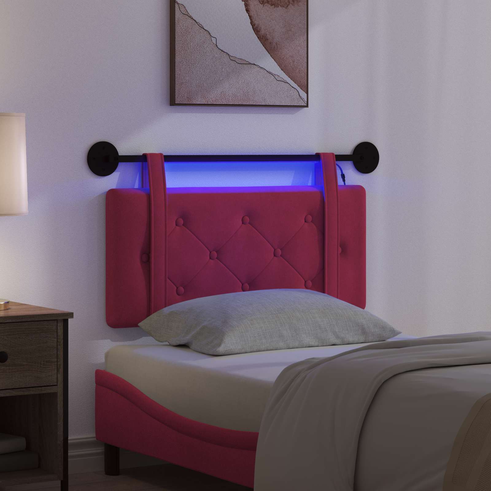 Hangend hoofdbord Met LED-verlichting Wijnrood Fluweel is nu te koop bij PeponiXL, paradijselijk wonen!