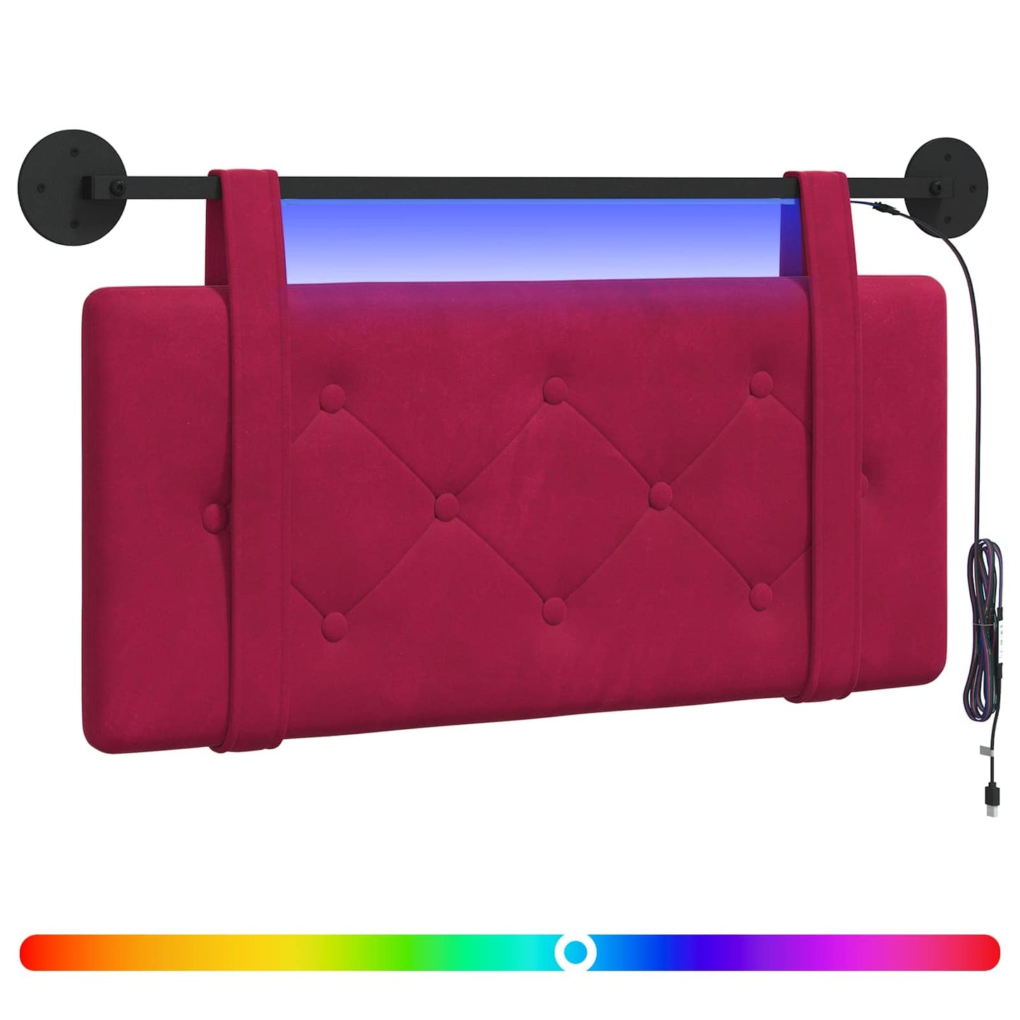 Hangend hoofdbord Met LED-verlichting Wijnrood Fluweel is nu te koop bij PeponiXL, paradijselijk wonen!
