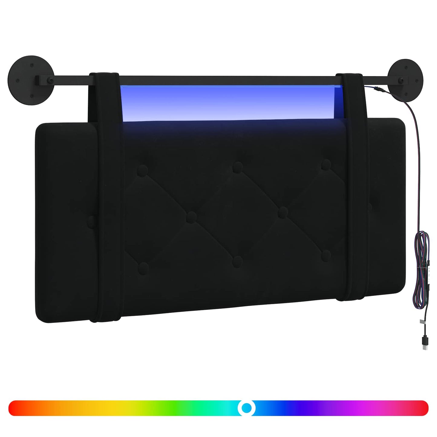 Hangend hoofdbord Met LED-verlichting Zwart Fluweel is nu te koop bij PeponiXL, paradijselijk wonen!