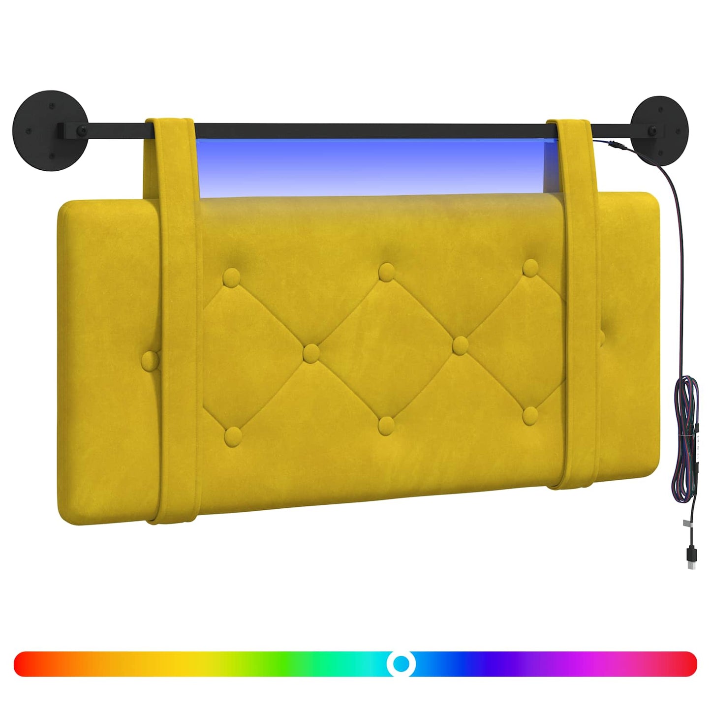 Hangend hoofdbord Met LED-verlichting Geel Fluweel is nu te koop bij PeponiXL, paradijselijk wonen!