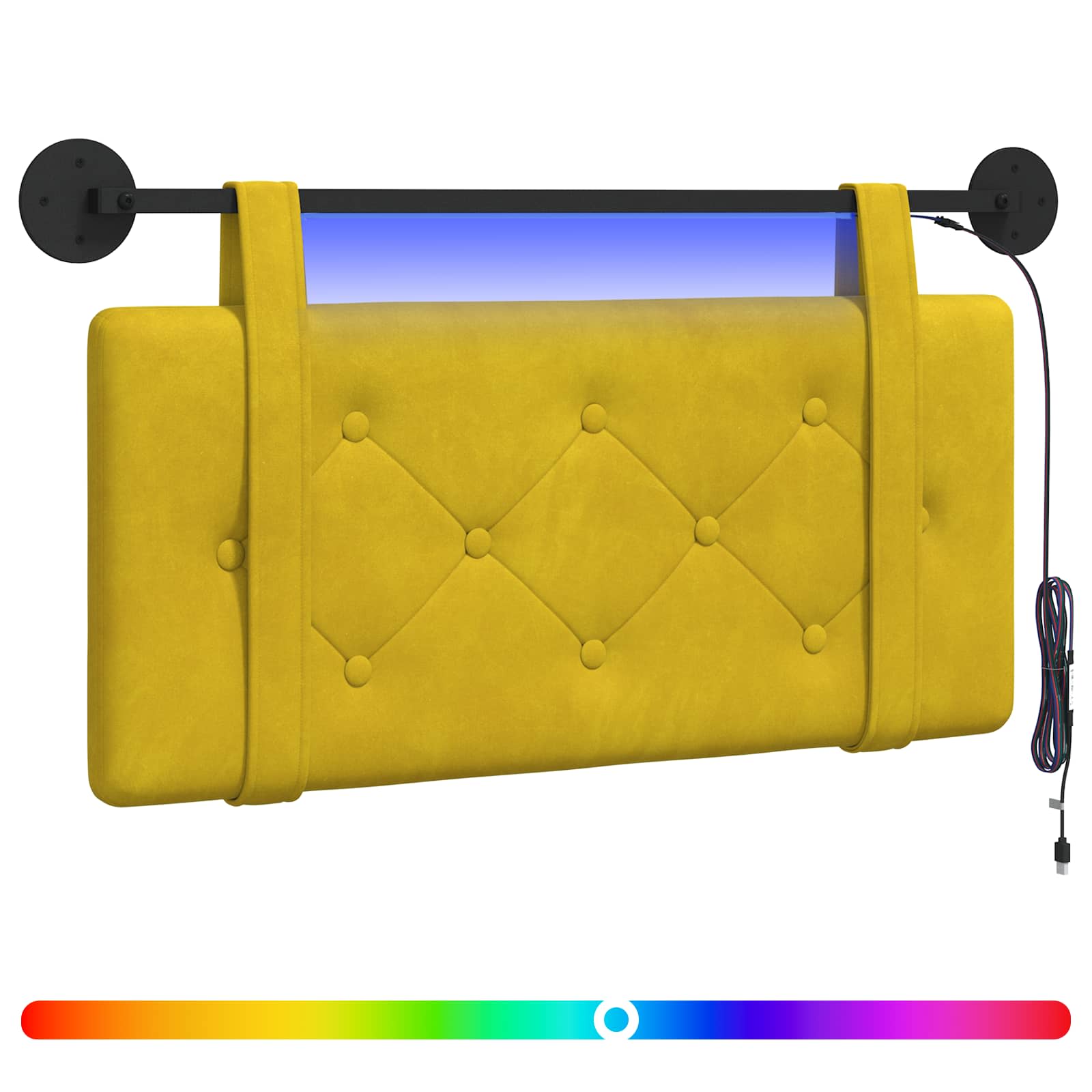 Hangend hoofdbord Met LED-verlichting Geel Fluweel is nu te koop bij PeponiXL, paradijselijk wonen!