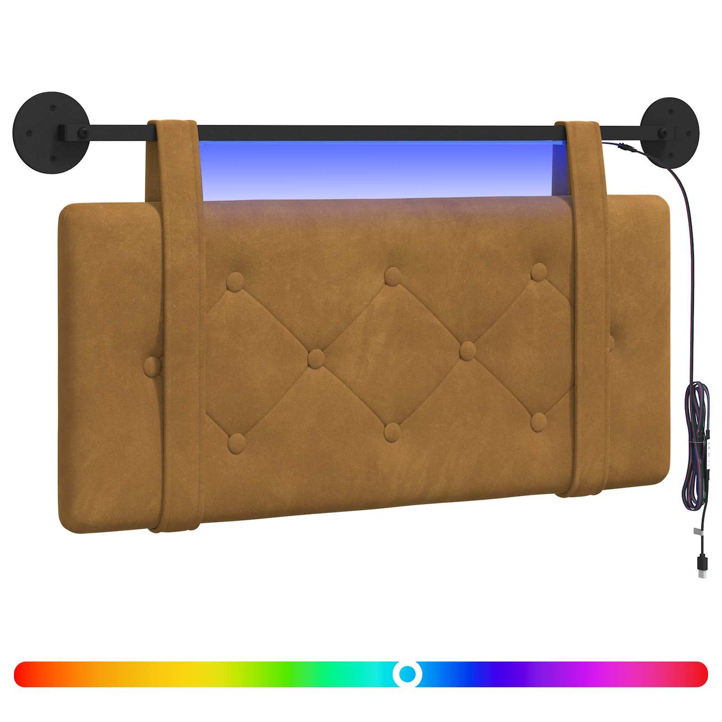 Hangend hoofdbord Met LED-verlichting Bruin Fluweel is nu te koop bij PeponiXL, paradijselijk wonen!