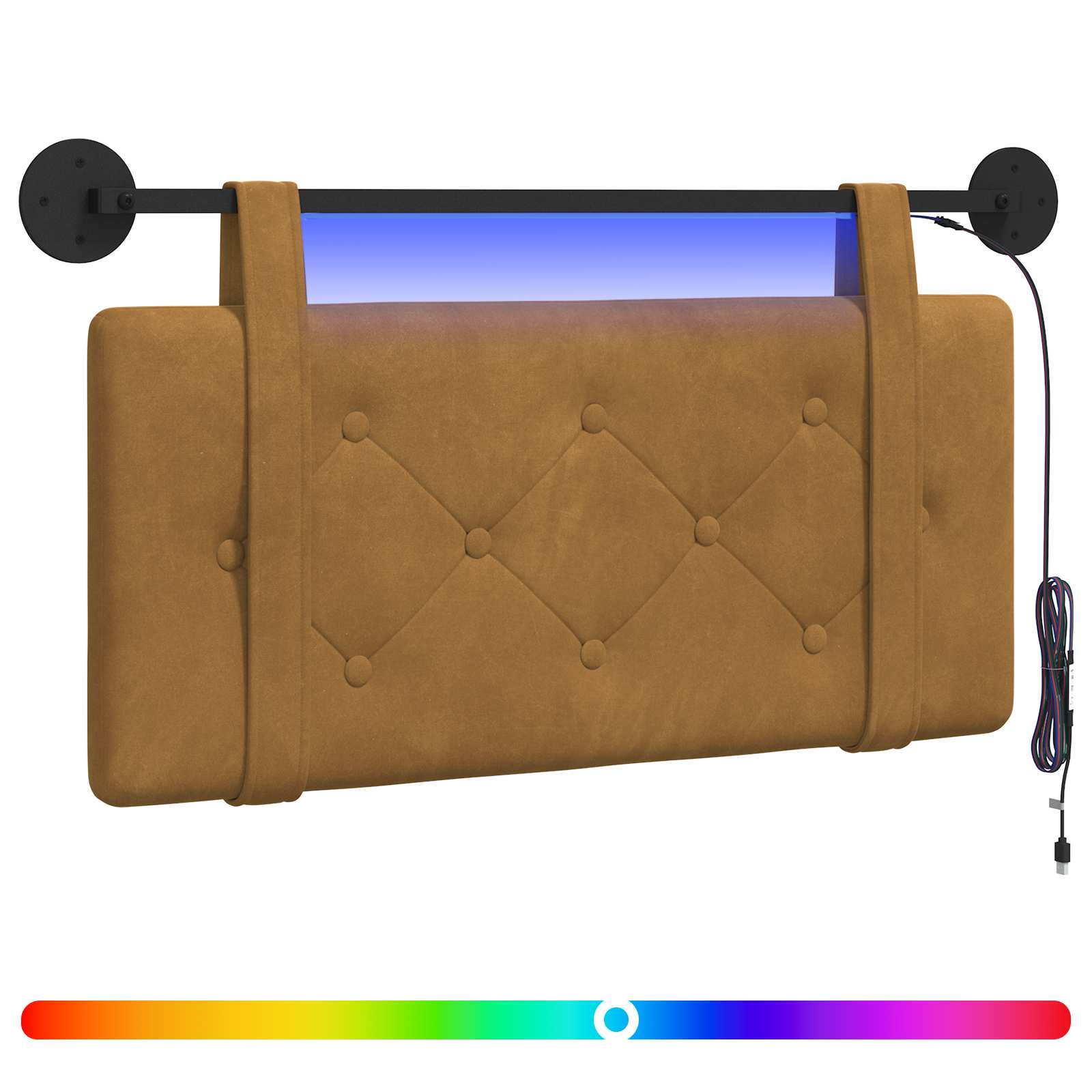 Hangend hoofdbord Met LED-verlichting Bruin Fluweel is nu te koop bij PeponiXL, paradijselijk wonen!
