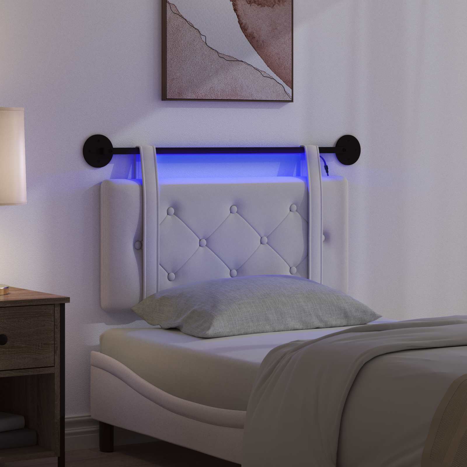 Hangend hoofdbord Met LED-verlichting Crèmekleurig Fluweel is nu te koop bij PeponiXL, paradijselijk wonen!