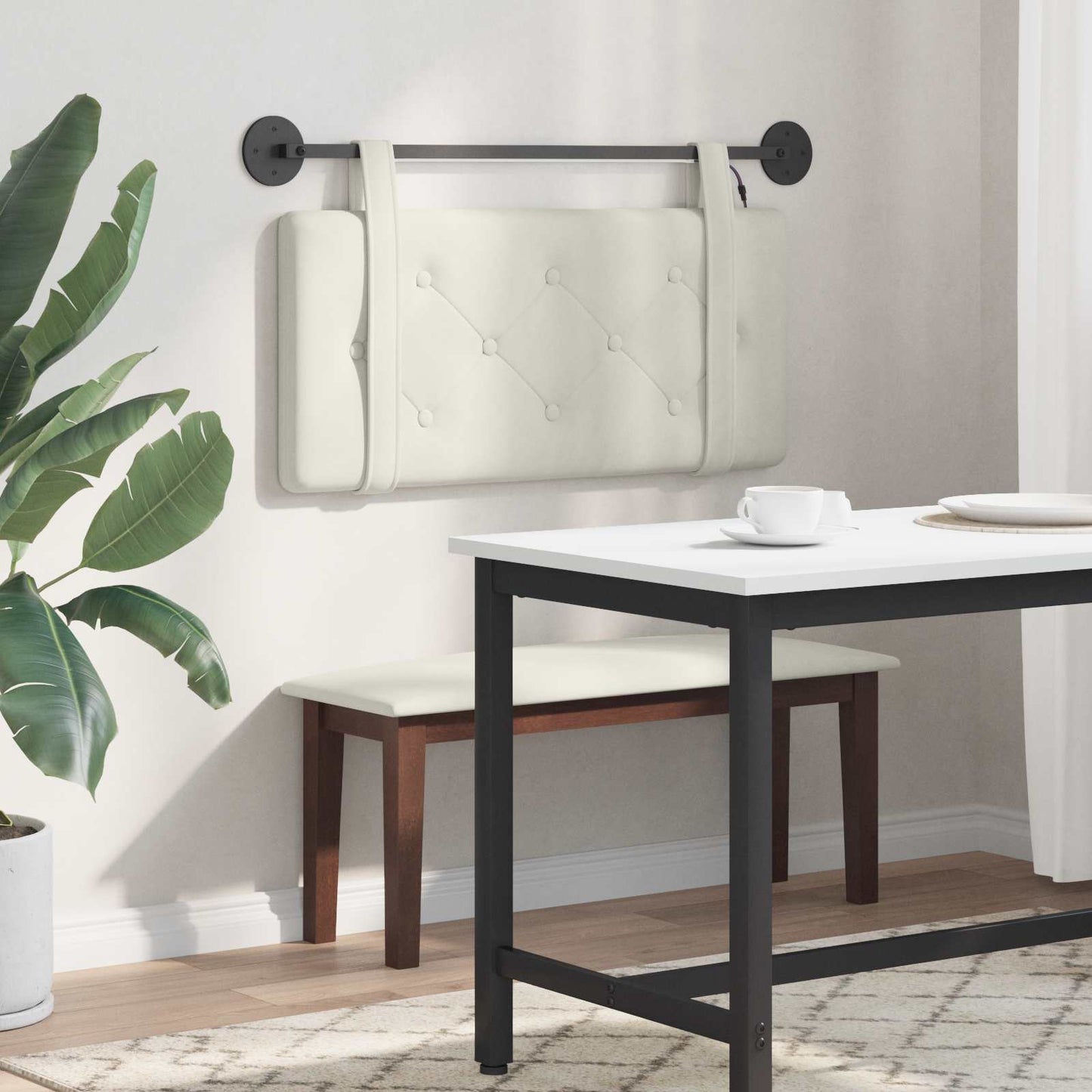 Hangend hoofdbord Met LED-verlichting Crèmekleurig Fluweel is nu te koop bij PeponiXL, paradijselijk wonen!
